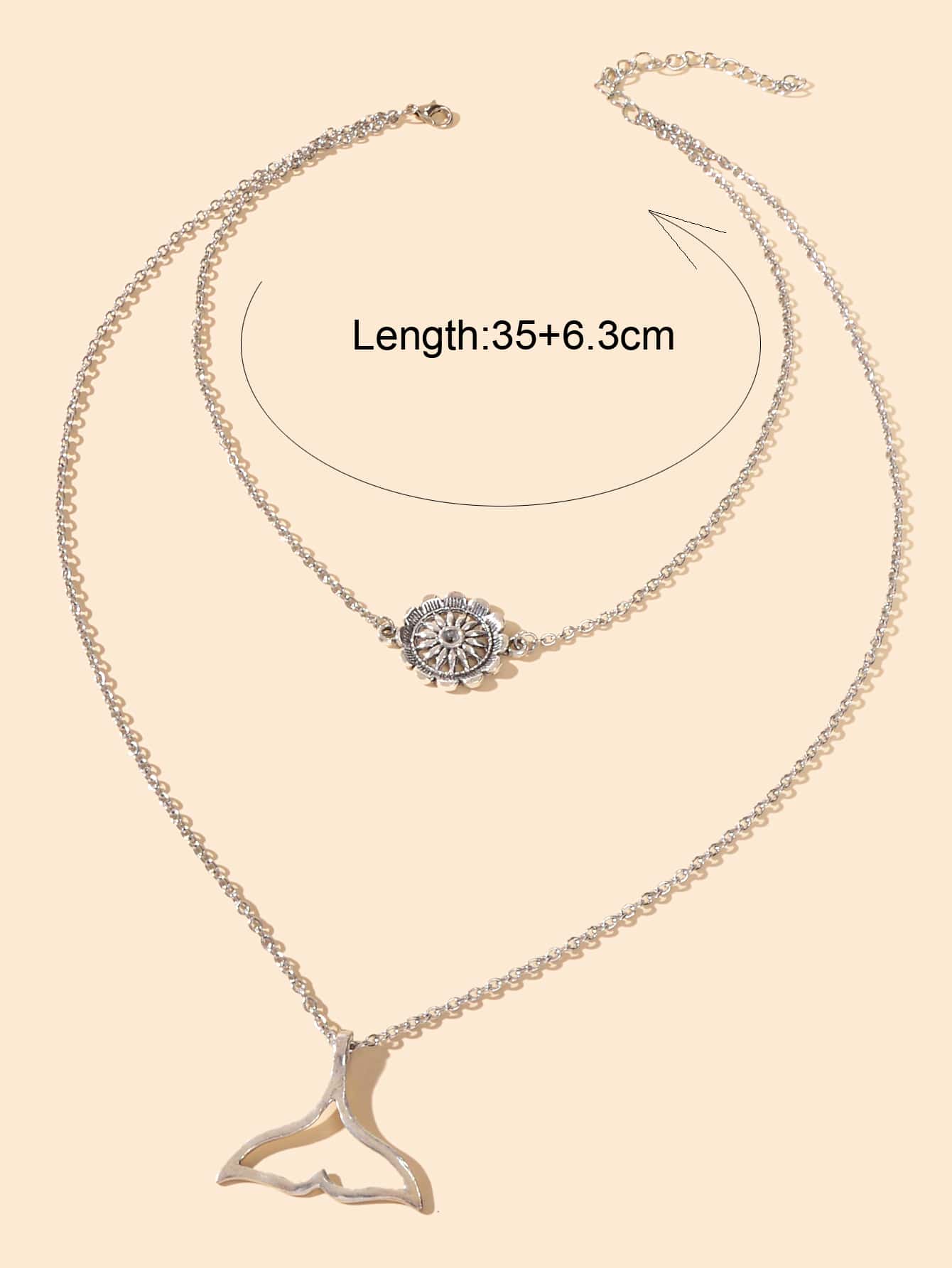 Bohemian Beach Jewelry Silver Layering Chain Choker Mermaid Tail Charm Necklace-1