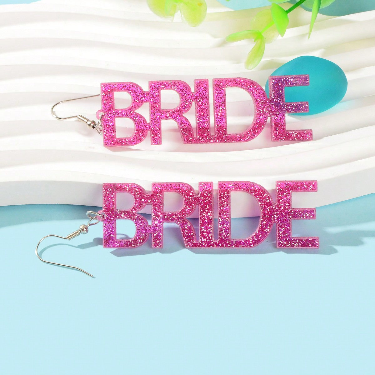 Wedding Bride Dangle Earrings Acrylic Handmade Fun Statement Jewelry Party Gift-9