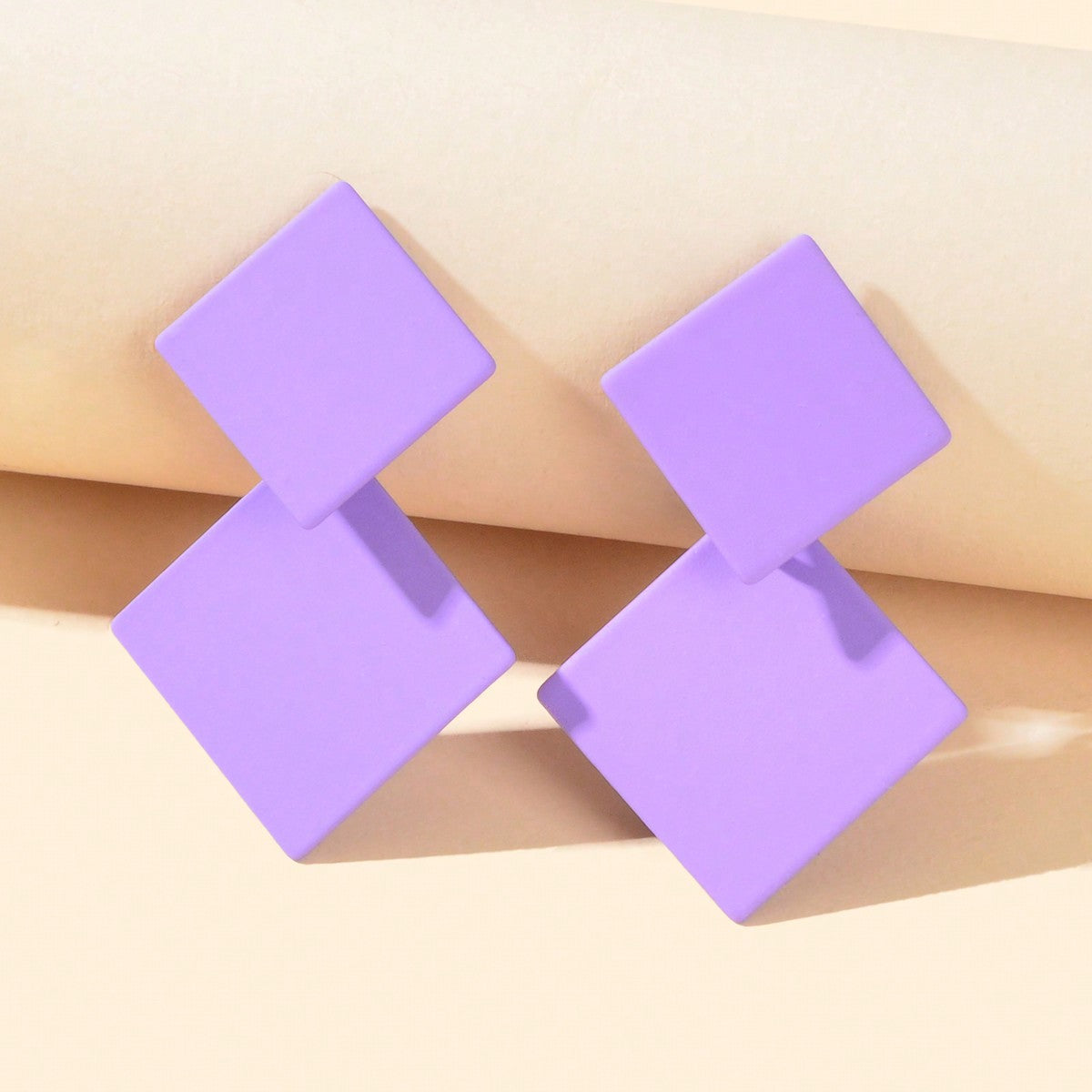 Chic Colourful Enamel Square Simple Geometric Stud Earrings Statement Jewellery-9