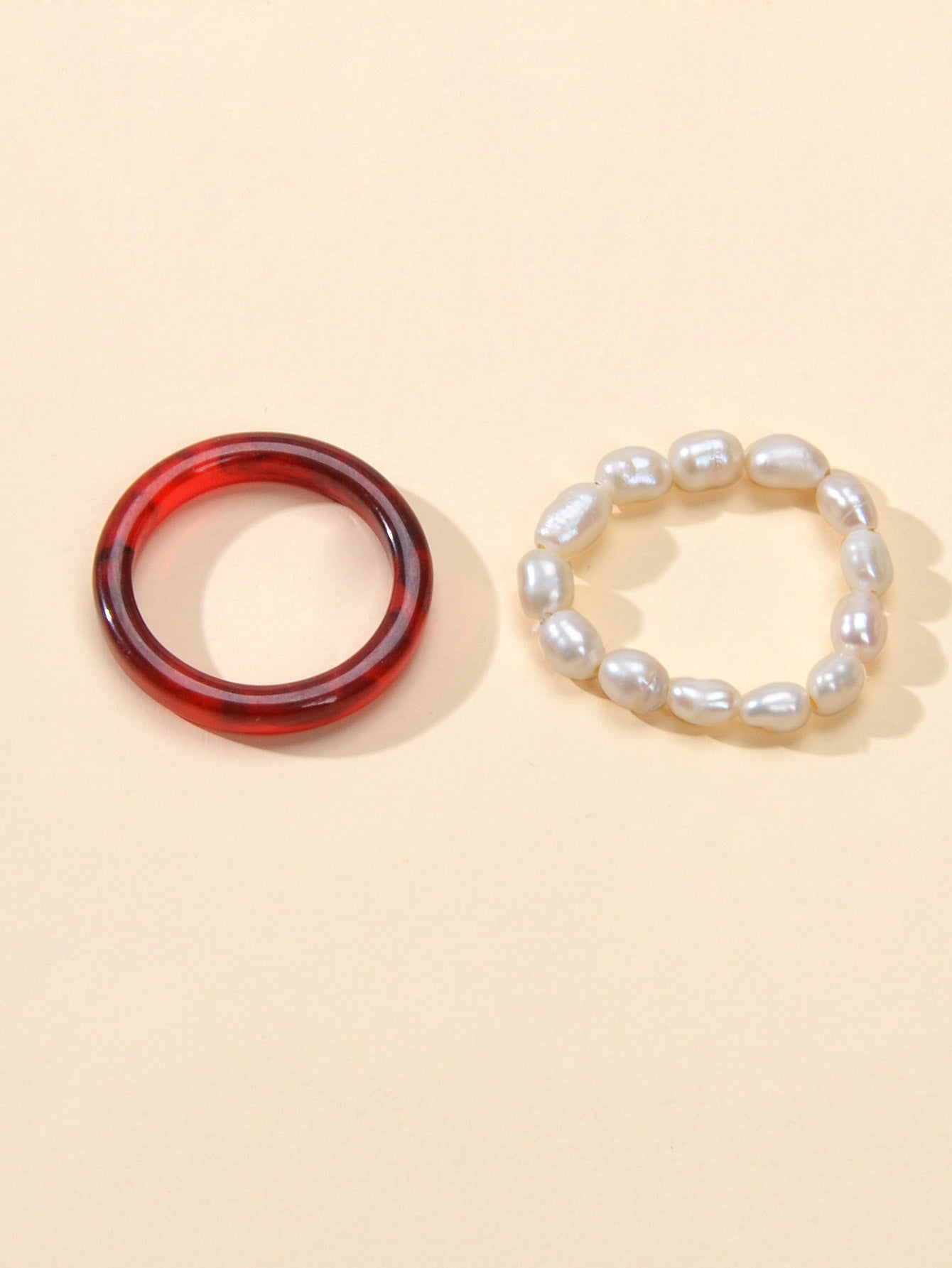 2pcs Pearl Elastic Ring New Women Accessories-3