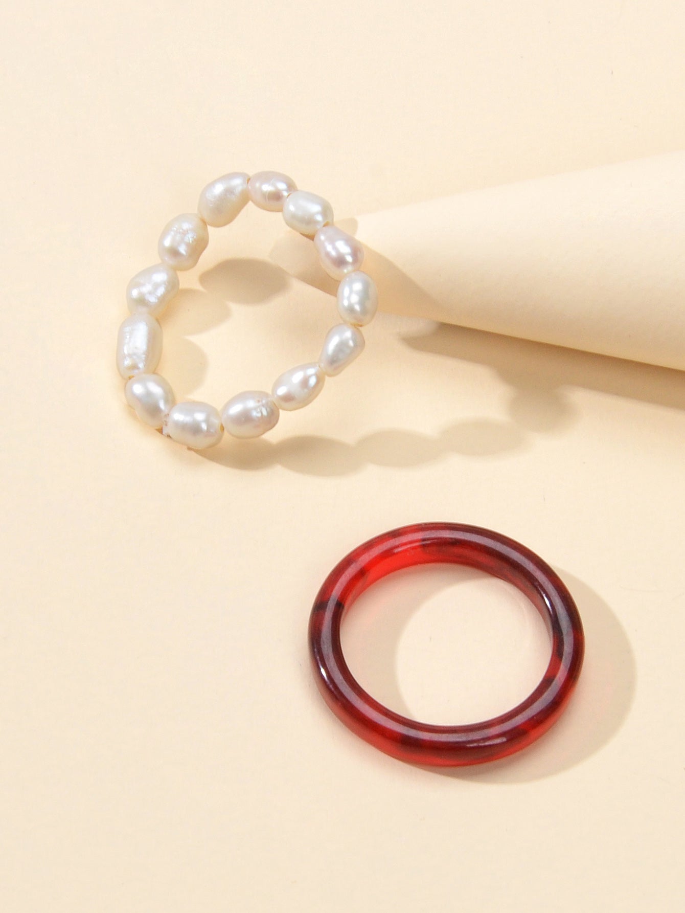 2pcs Pearl Elastic Ring New Women Accessories-2