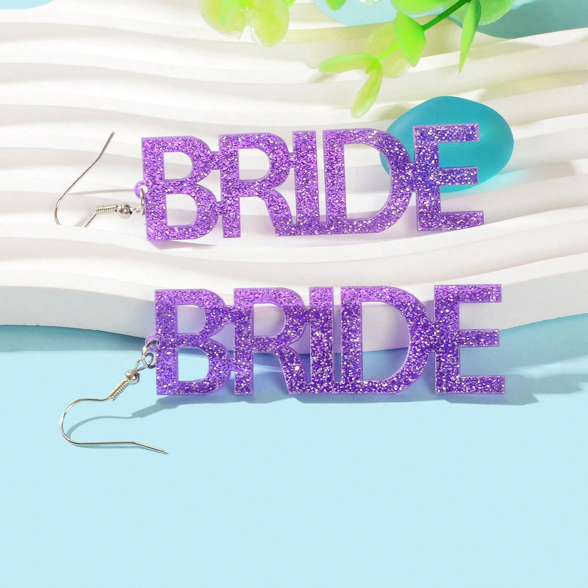 Wedding Bride Dangle Earrings Acrylic Handmade Fun Statement Jewelry Party Gift-8