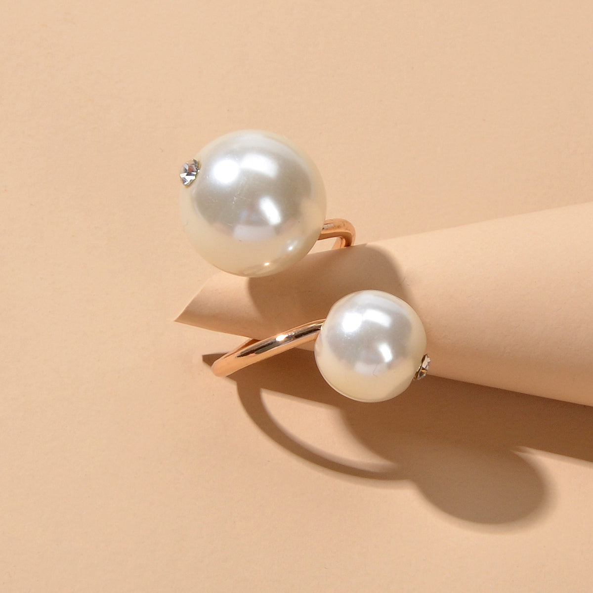 Engagement Jewellery Gift Simulated Pearl Women Wedding Promise Gold Finger Ring-0