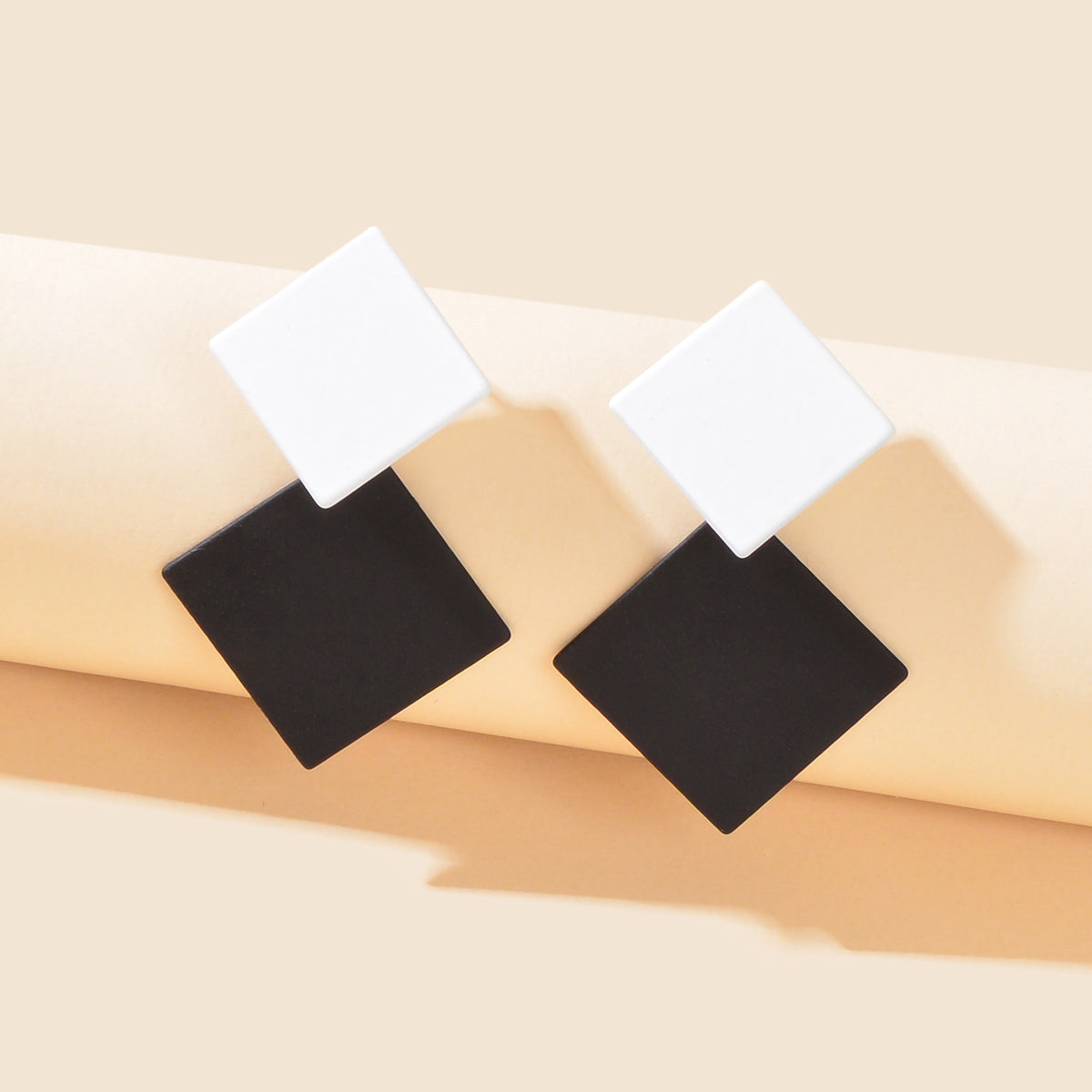 Chic Colourful Enamel Square Simple Geometric Stud Earrings Statement Jewellery-6