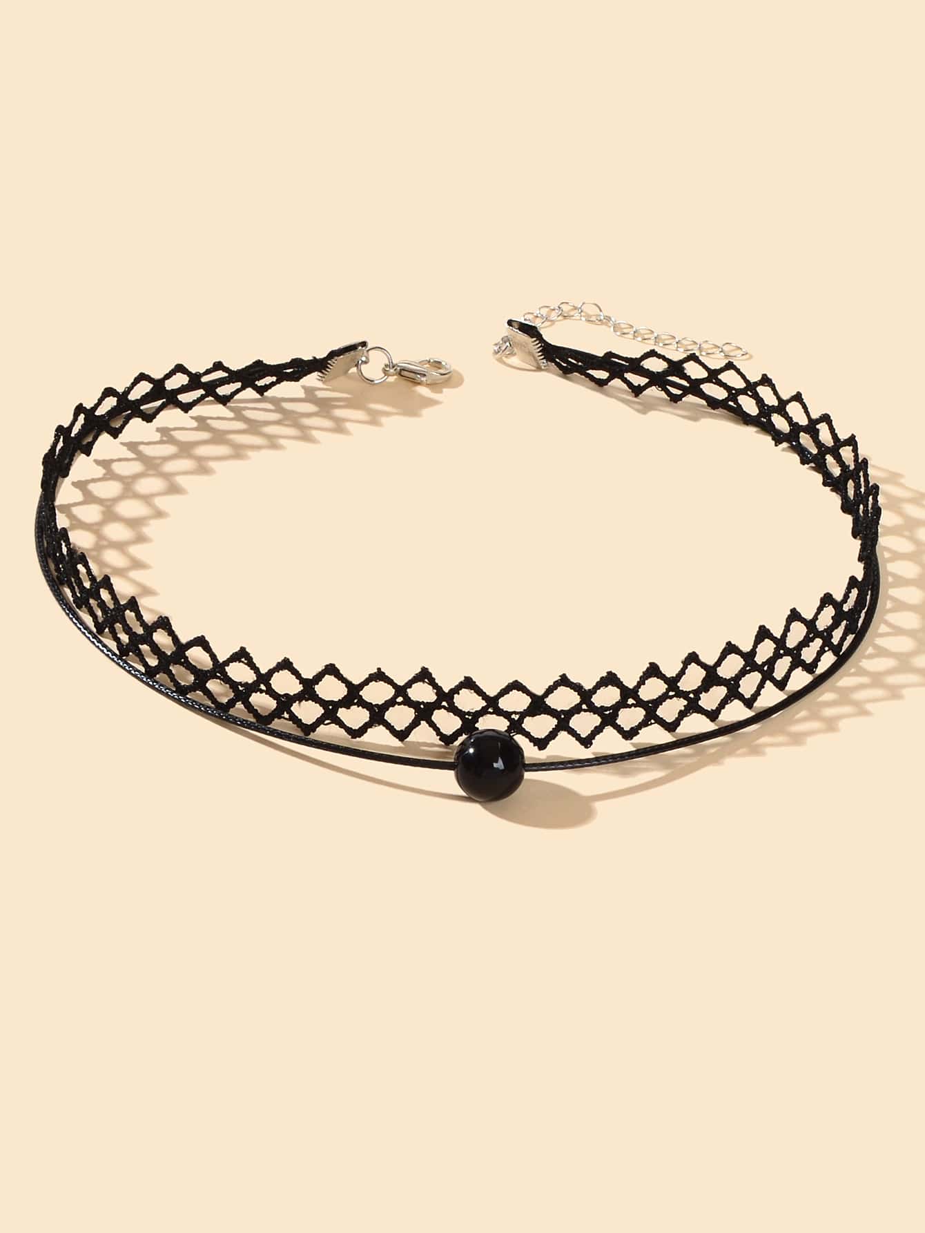 Double Layered Black Lace Short Necklace Elegant Gothic Style Choker-1