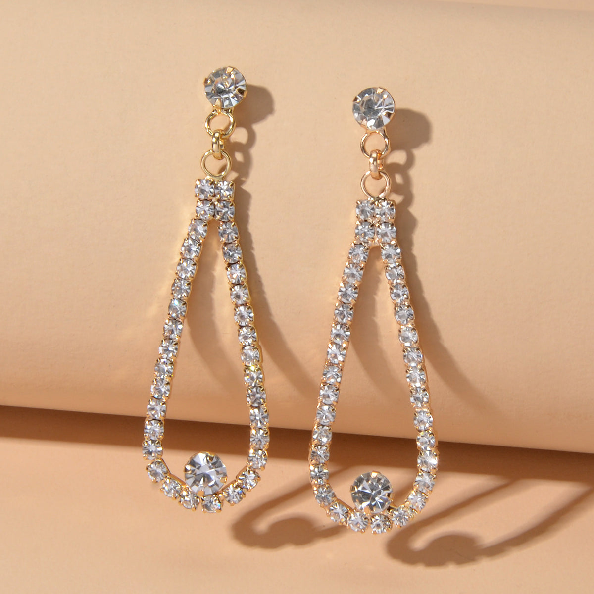 Shining Anniversary Jewellery Full Rhinestone Gold Silver Water Drop Earrings-0