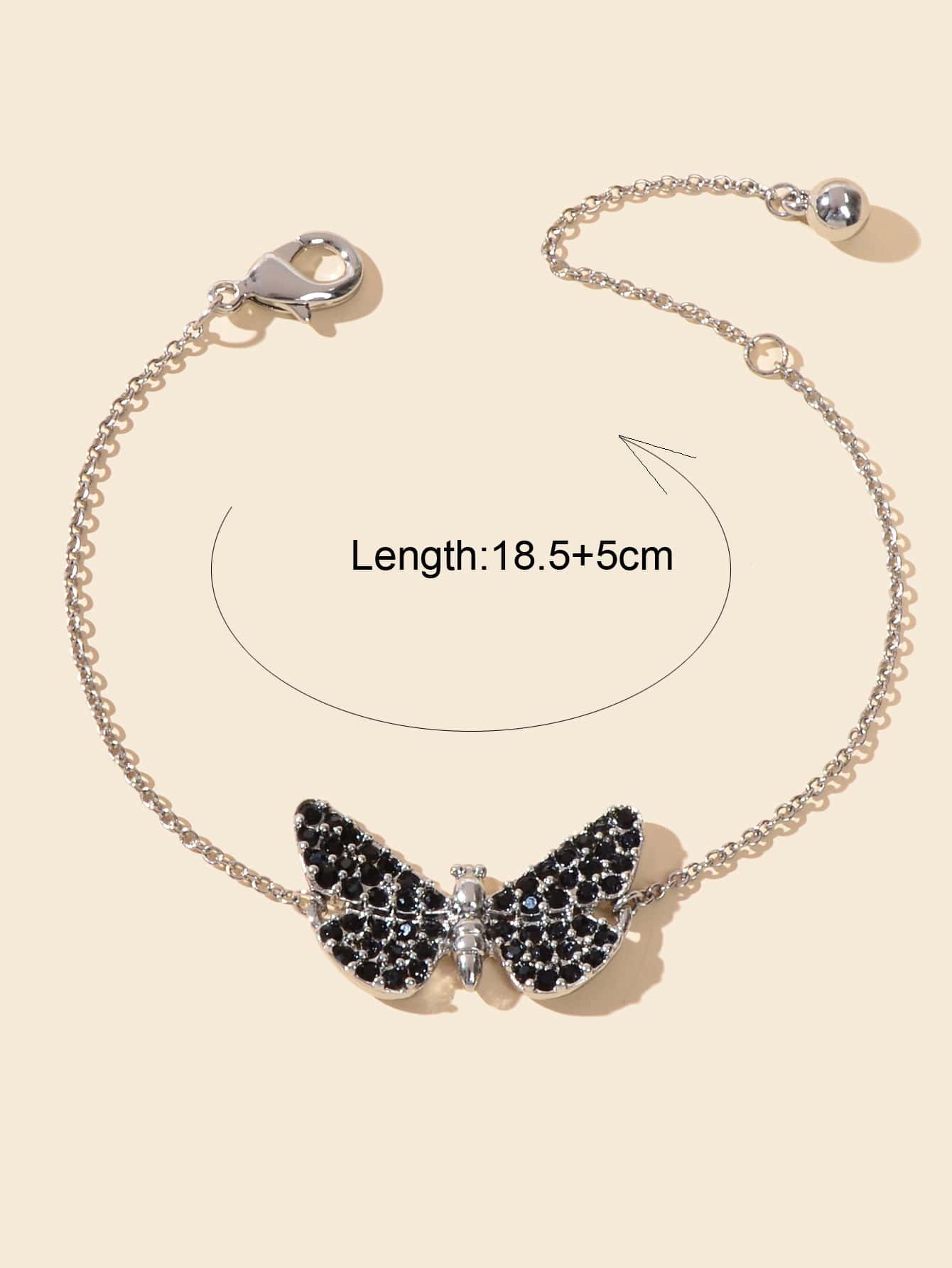 Stunning Black Diamond Butterfly Pendant Bracelet - Sparkle and Style Jewellery-1