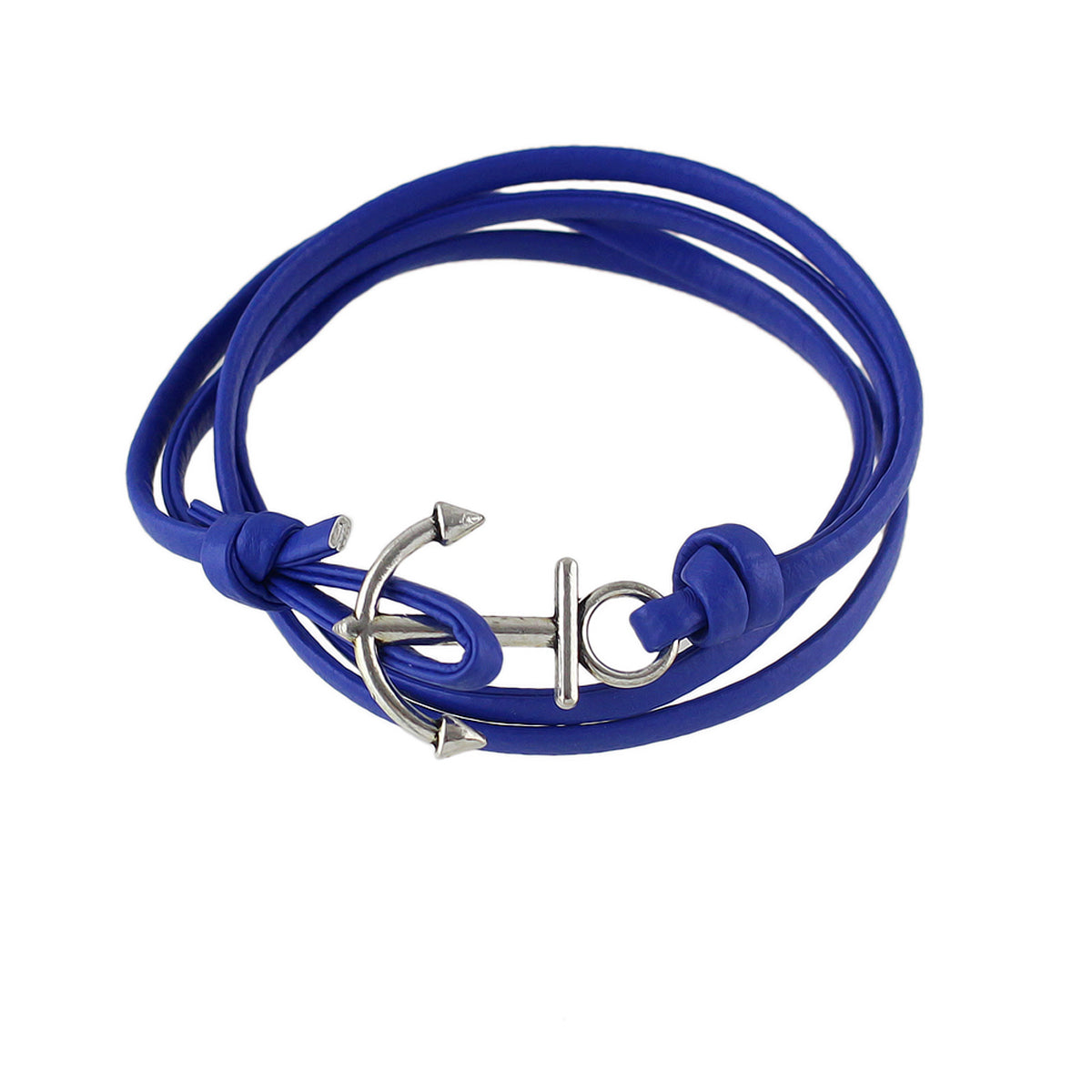 Nautical Jewelry Black Blue Pu Leather Anchor Wrap Bracelet Women Men Wristbands-3
