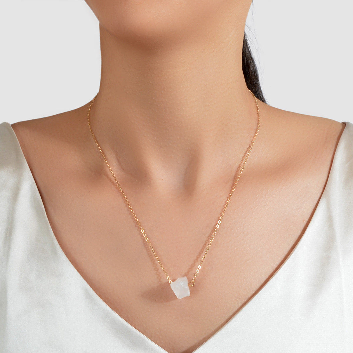 Boho Chic Jewelry Gold Chain Irregular Stone Pendant Necklace Women Accessories-3