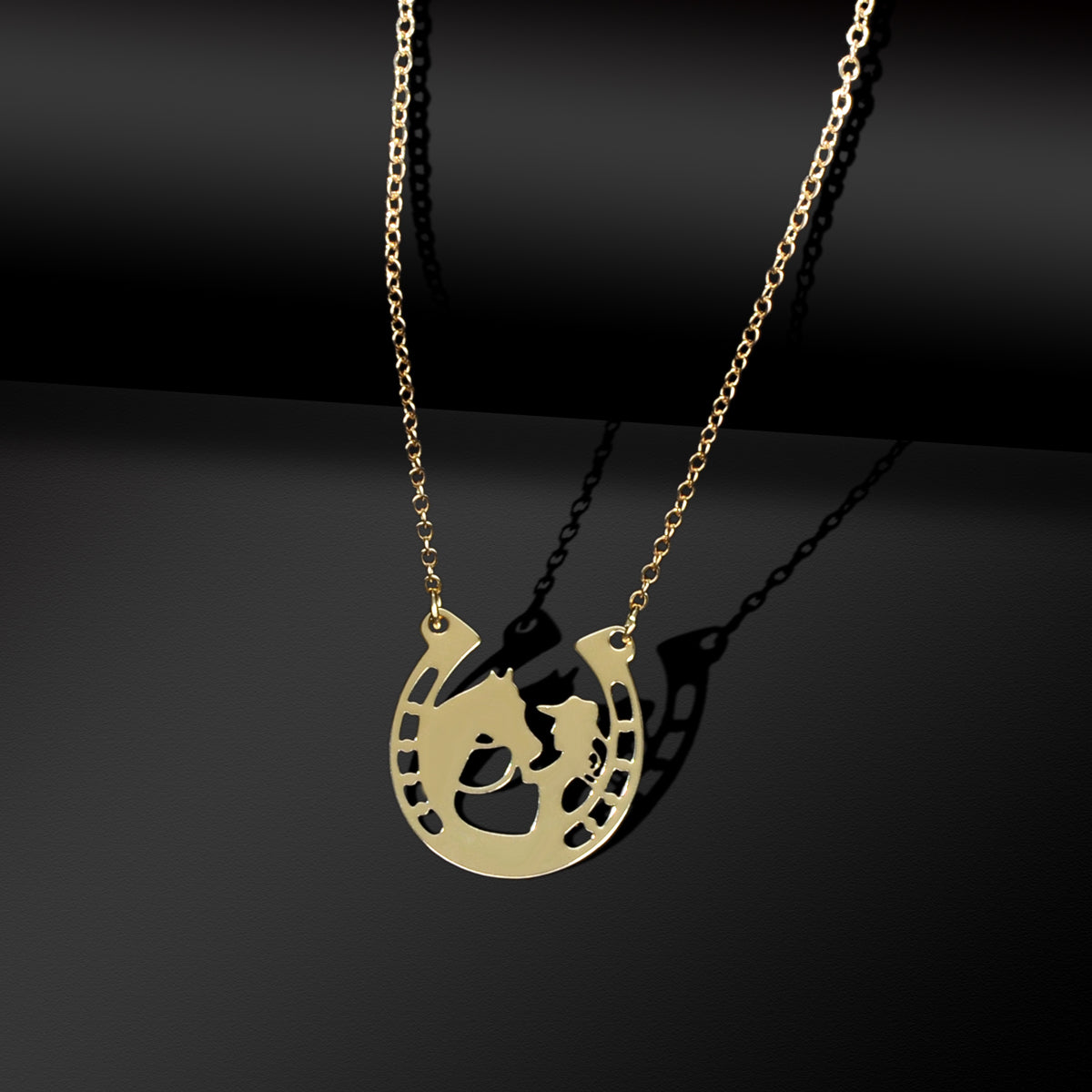 Personality Creative Stainless Steel Silver Chain Human Horse Racing Necklace-4