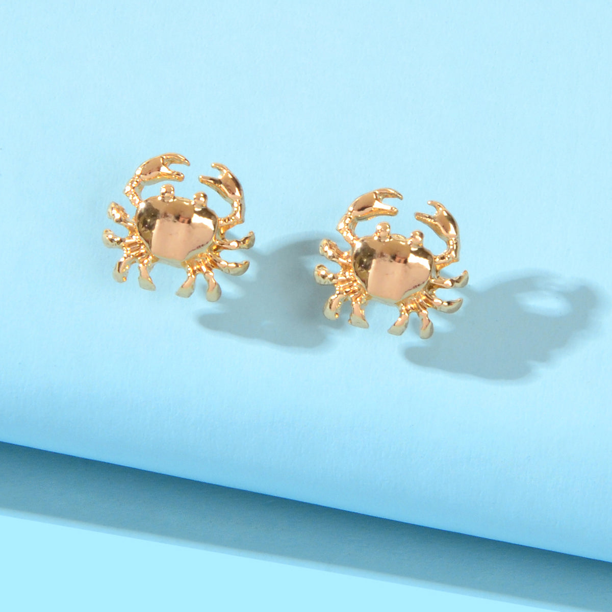 Minimalist Jewellery Gold Plated Small Crab Stud Earrings Dainty Gifts for Girls-0