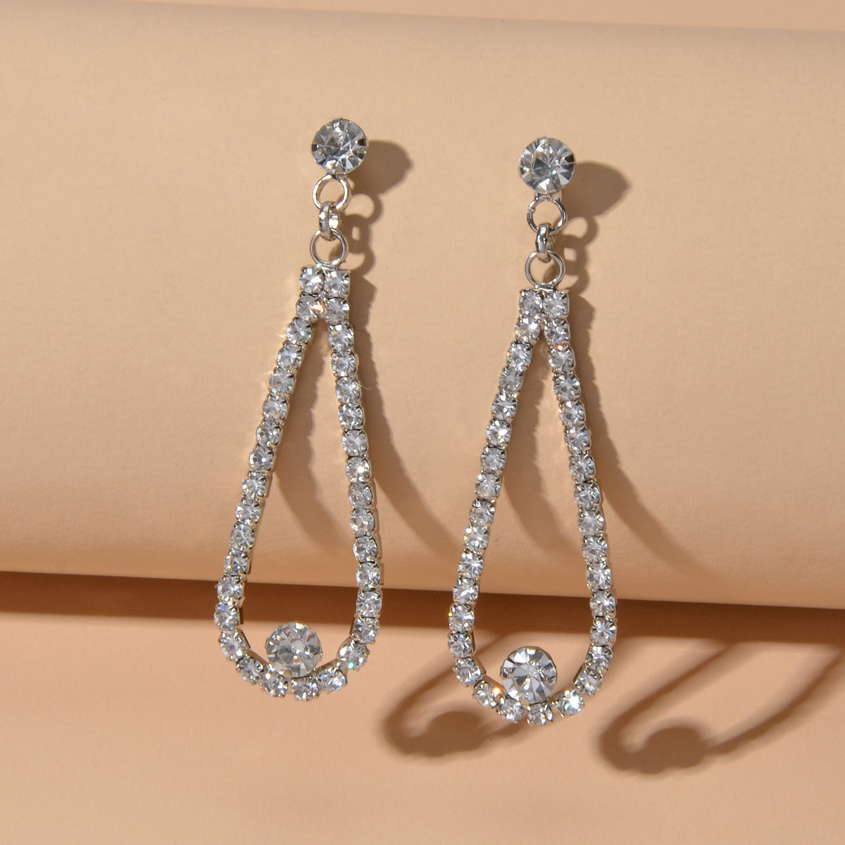 Shining Anniversary Jewellery Full Rhinestone Gold Silver Water Drop Earrings-4