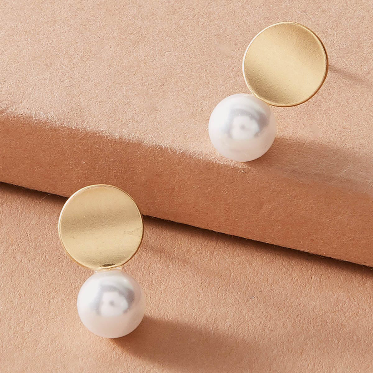 Dainty Round Gold Metal Pearl Daily Wear Stud Earrings Great Jewelry for Dating-0