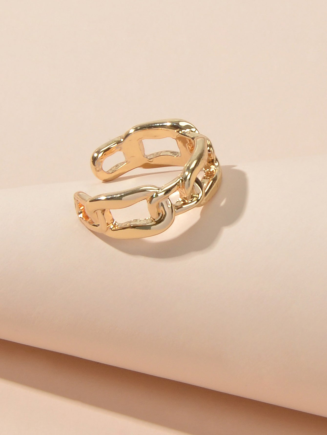 Minimalist Jewelry Metal Lock Chain Design Open Cuff Finger Trendy Ring AU Stock-4