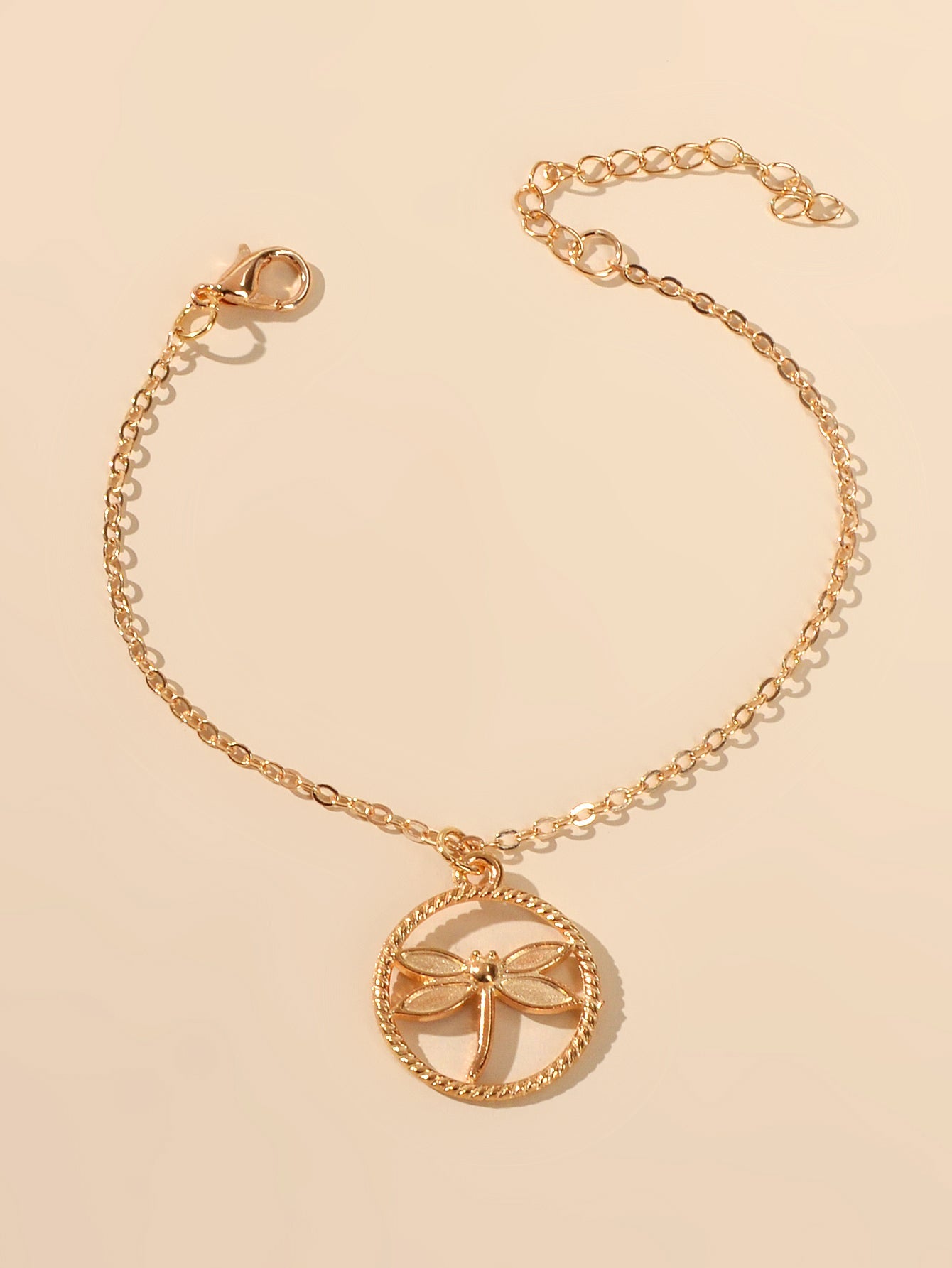 Ladies Jewellery Gold Silver Chain Circle Dragonfly Charm Friendship Bracelet-4