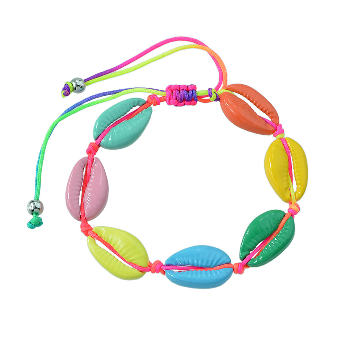 Ethnic Jewelry Colorful Enamel Shell Shape Adjustable Braided Bohemian Bracelet-6
