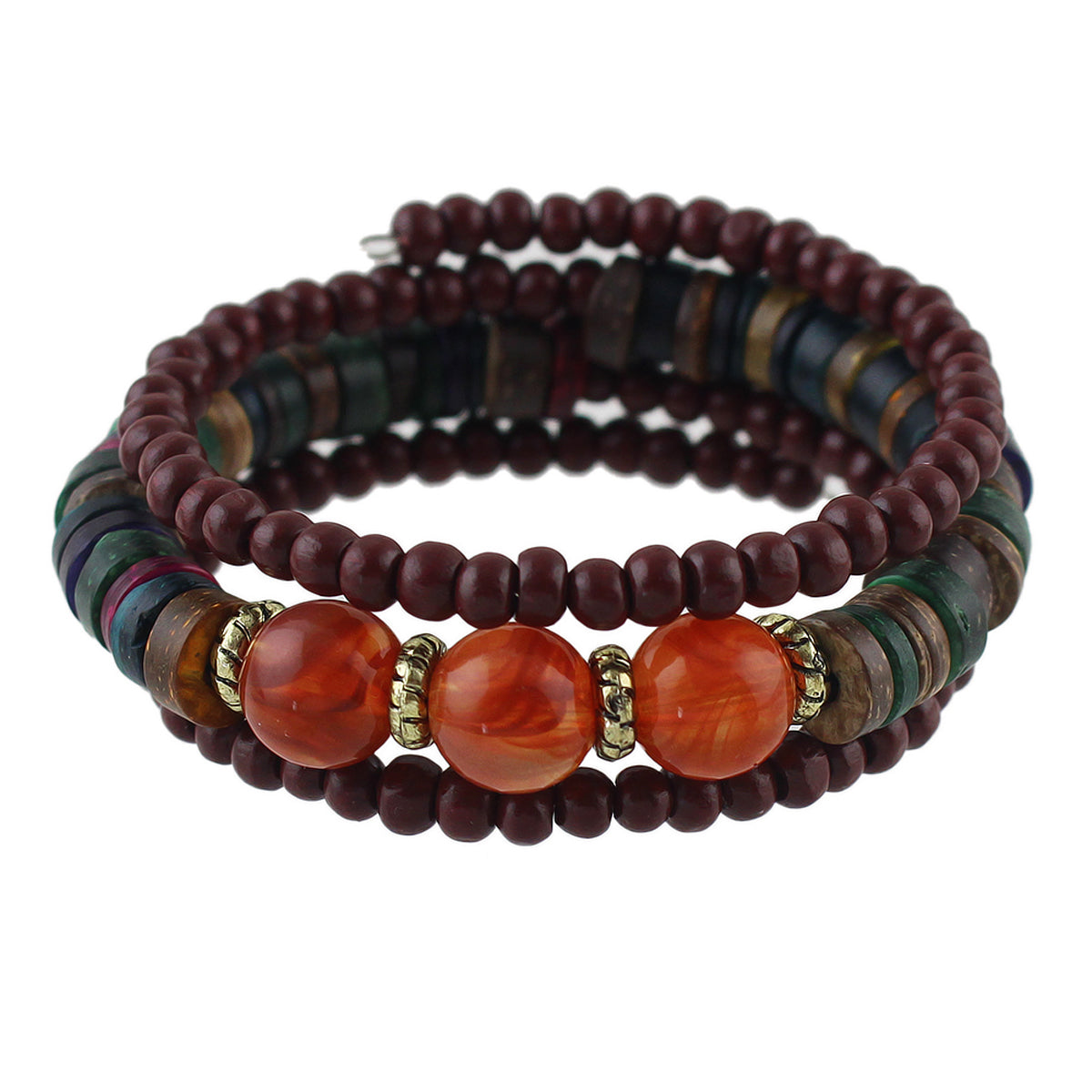 Ethnic Jewelry Handmade Colorful Bead Multi-layer Chain Bohemian Bangle Bracelet-5