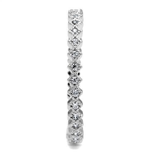 3W1238 - Rhodium Brass Ring with AAA Grade CZ in Clear-3
