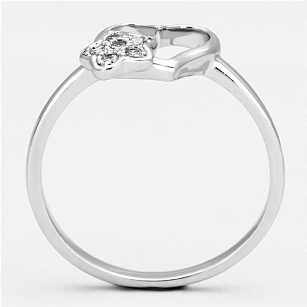 3W472 - Rhodium Brass Ring with AAA Grade CZ in Clear-2