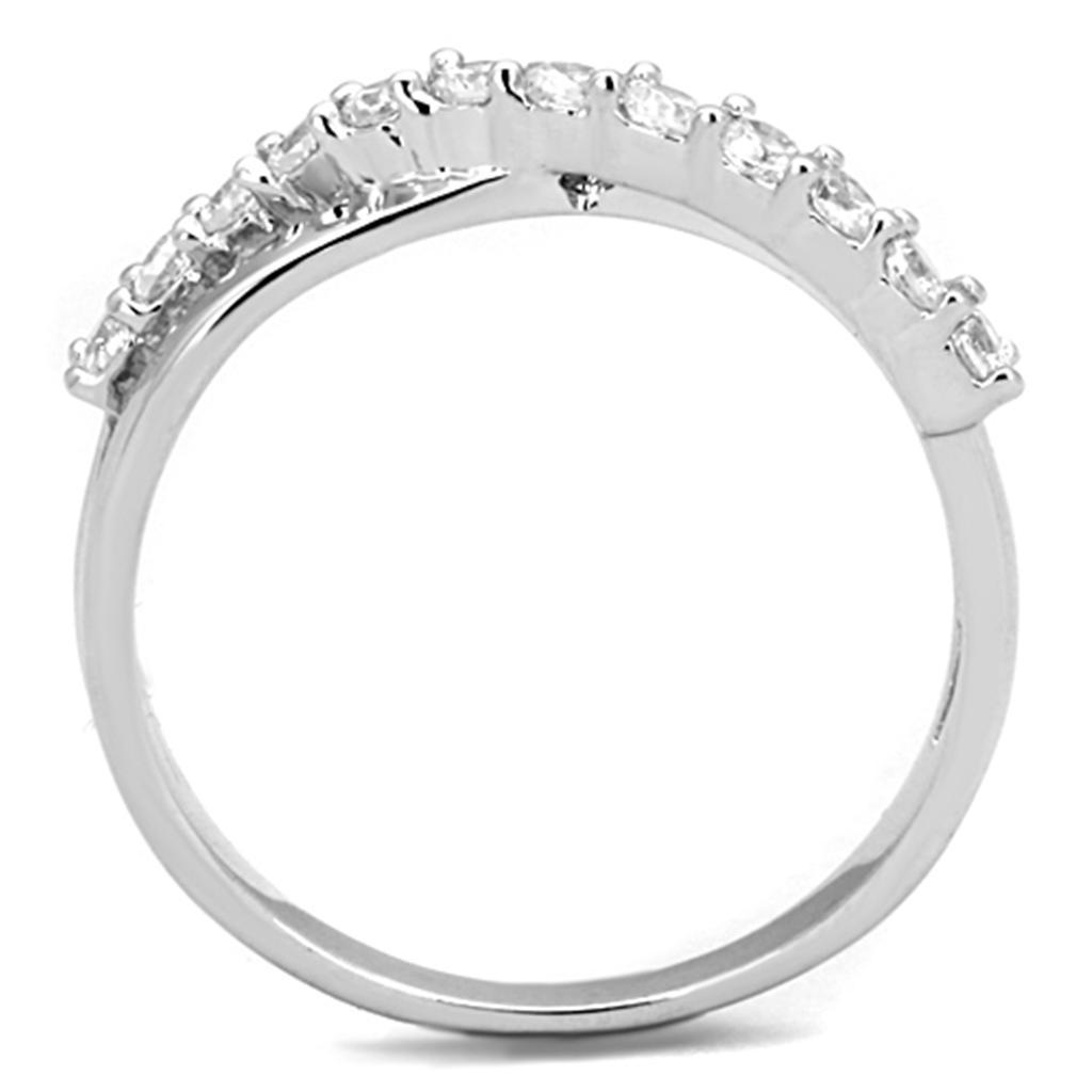 3W742 - Rhodium Brass Ring with AAA Grade CZ in Clear-2