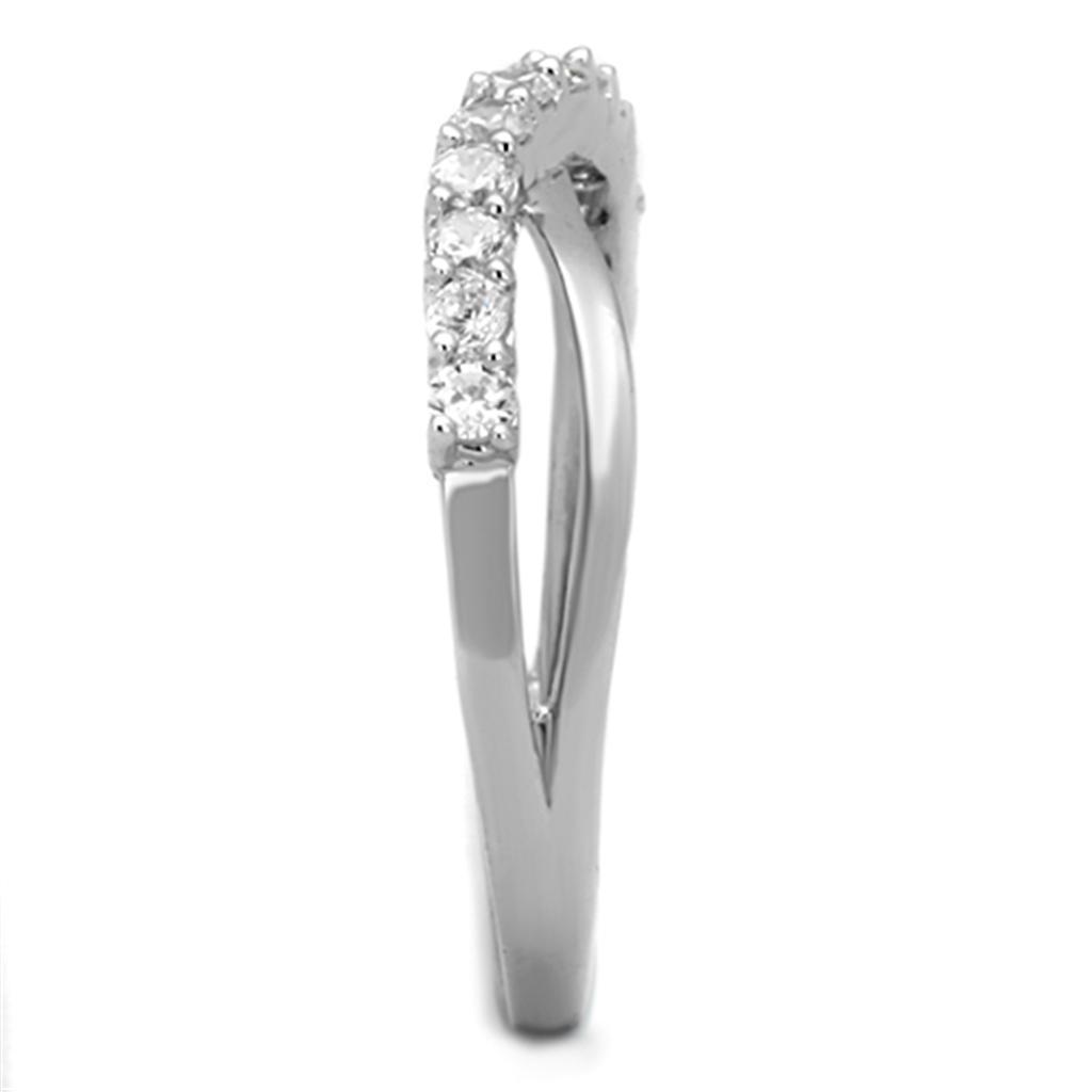 3W742 - Rhodium Brass Ring with AAA Grade CZ in Clear-3