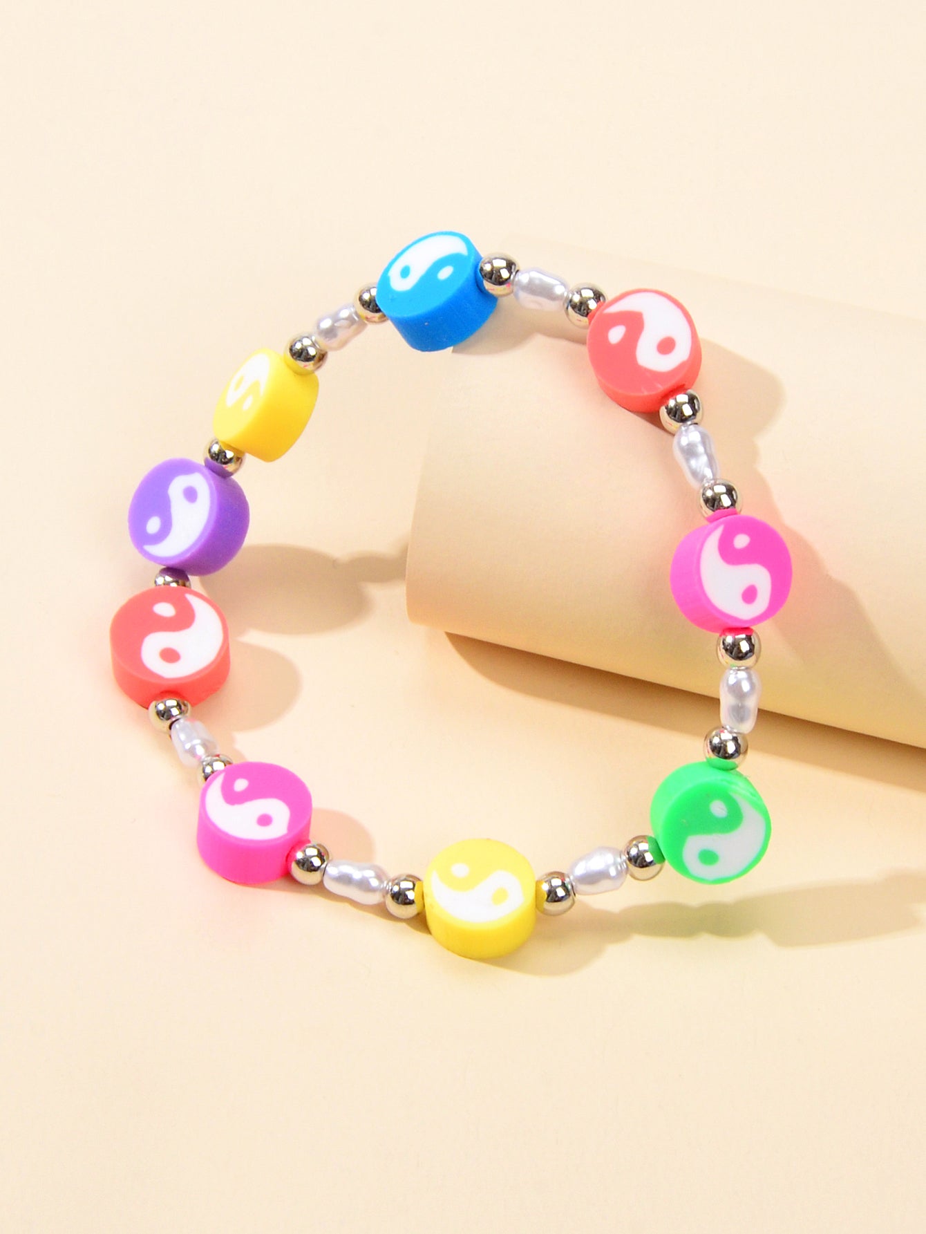 Unique Tai Chi Jewelry Handmade Candy Color Yin Yang Round Beads Taiji Bracelet-1