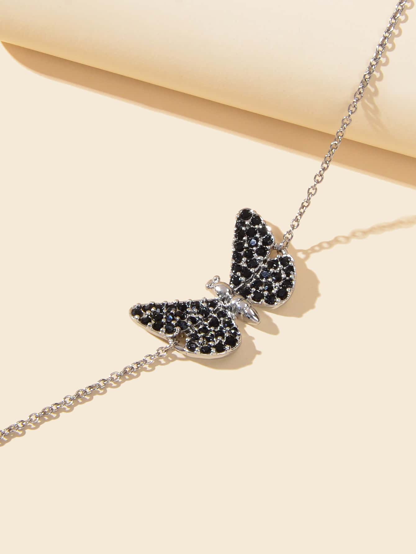 Stunning Black Diamond Butterfly Pendant Bracelet - Sparkle and Style Jewellery-2