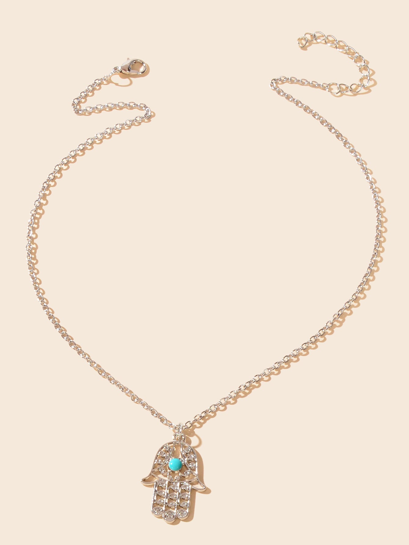 Dainty Gold Silver Chain Hollow Hamsa Hand Boho Charm Necklace Protection Lucky-1