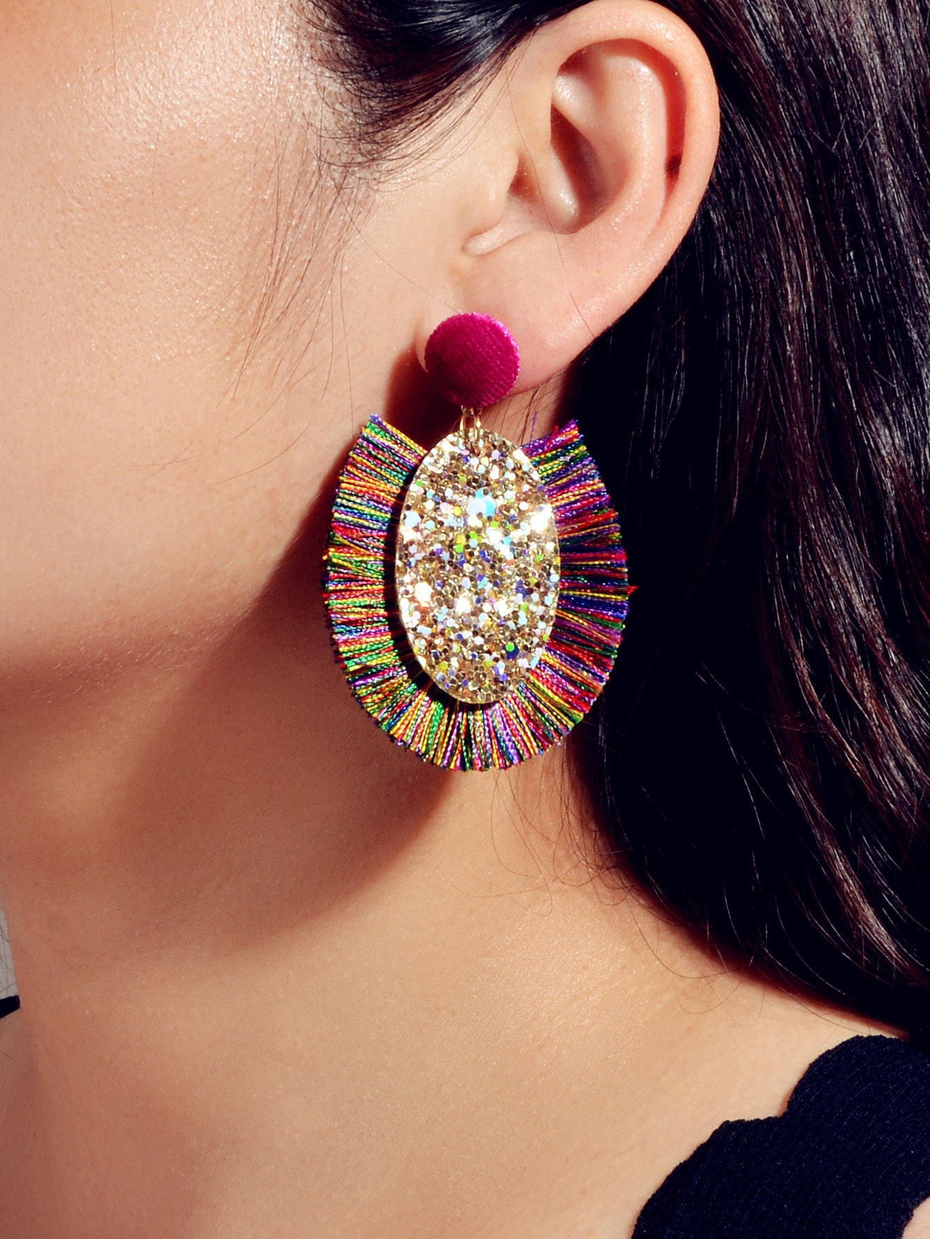 Boho Women Holiday Handmade Tassel Fringe Dangling Beach Drop Dangle Earrings-1