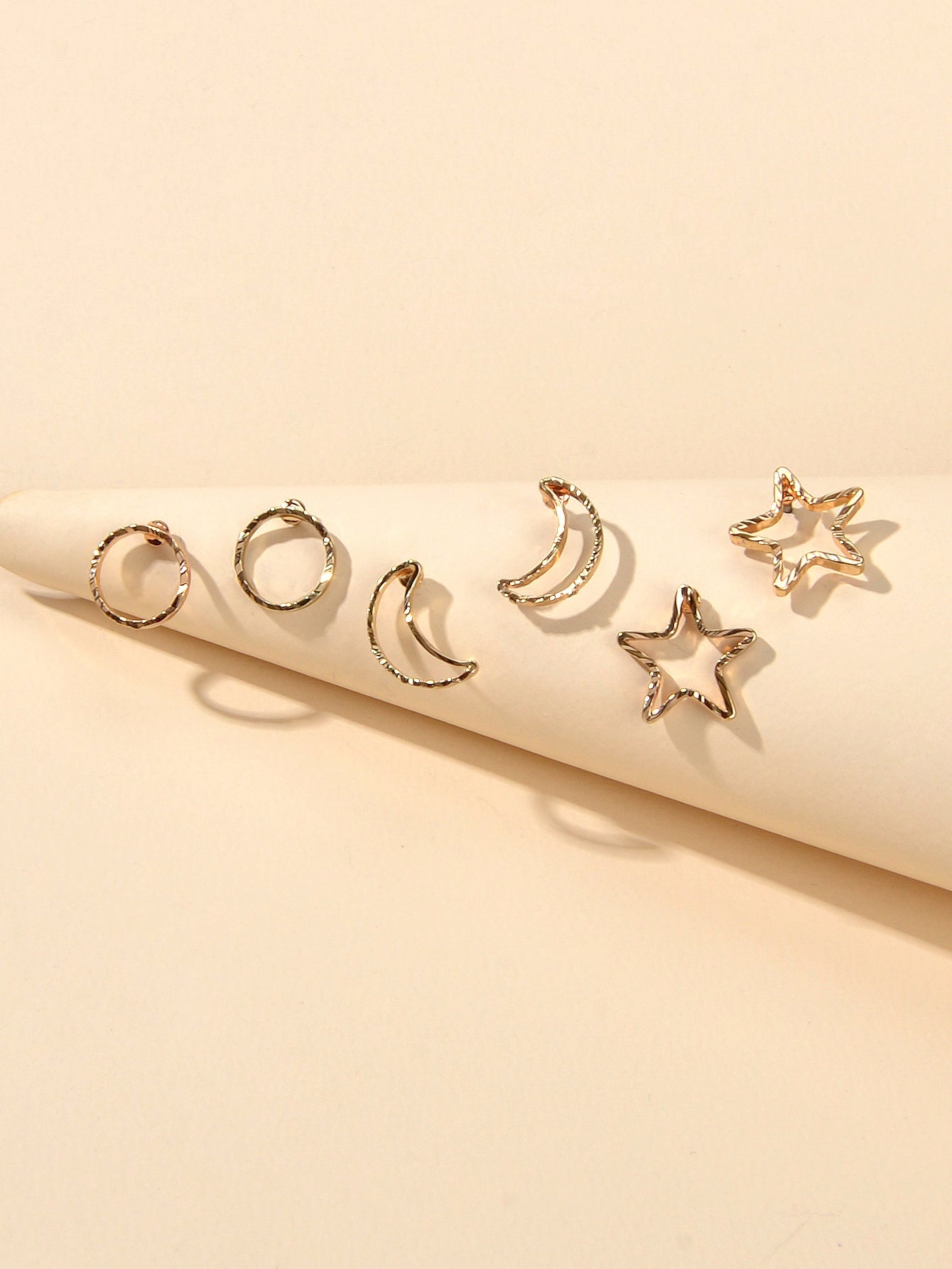 3 pairs Minimalist Jewelry Circle Star Moon Trendy Stud Small Earrings for Women-1