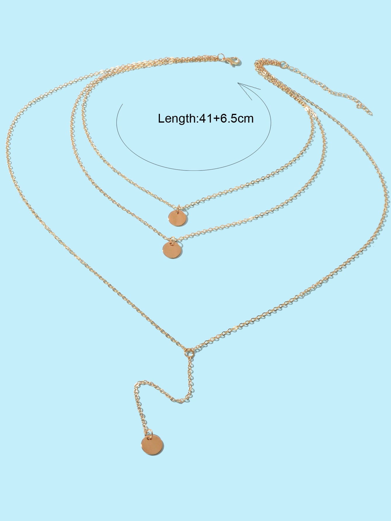 Boho Chic Multi-layer Gold Silver Chain Disc Pendant Long Lariat Y Drop Necklace-1