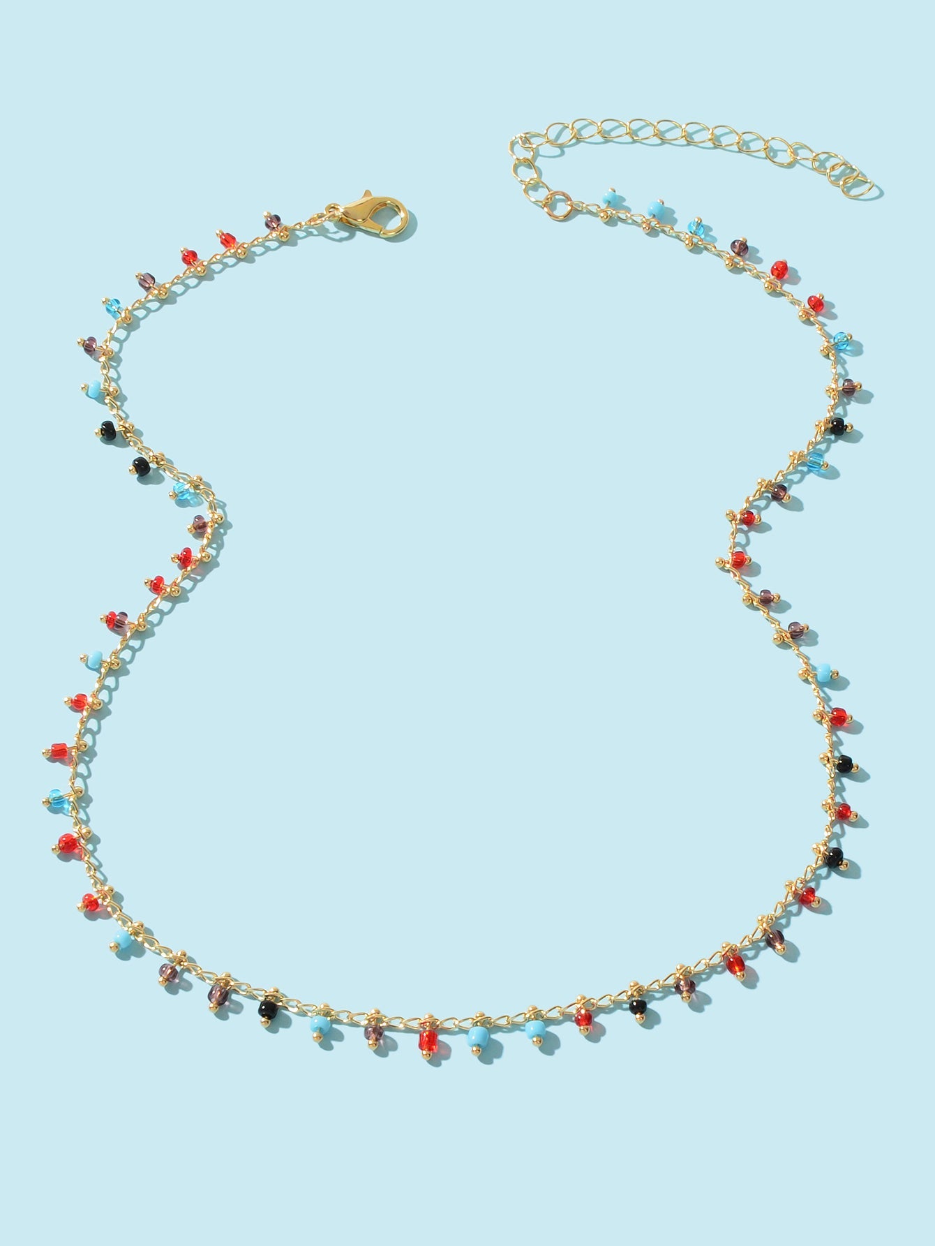 Bohemian Colorful Seed Beads Charm Gold Chain Necklace Women Holiday Jewellery-1