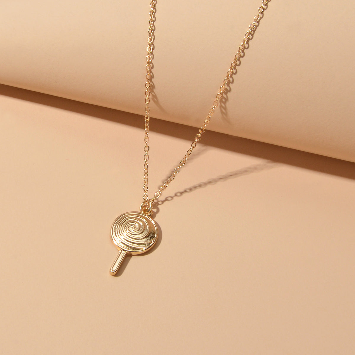 Cute Trendy Jewellery Gold Metal Finish Candy Lollies Lollipop Pendant Necklace-1