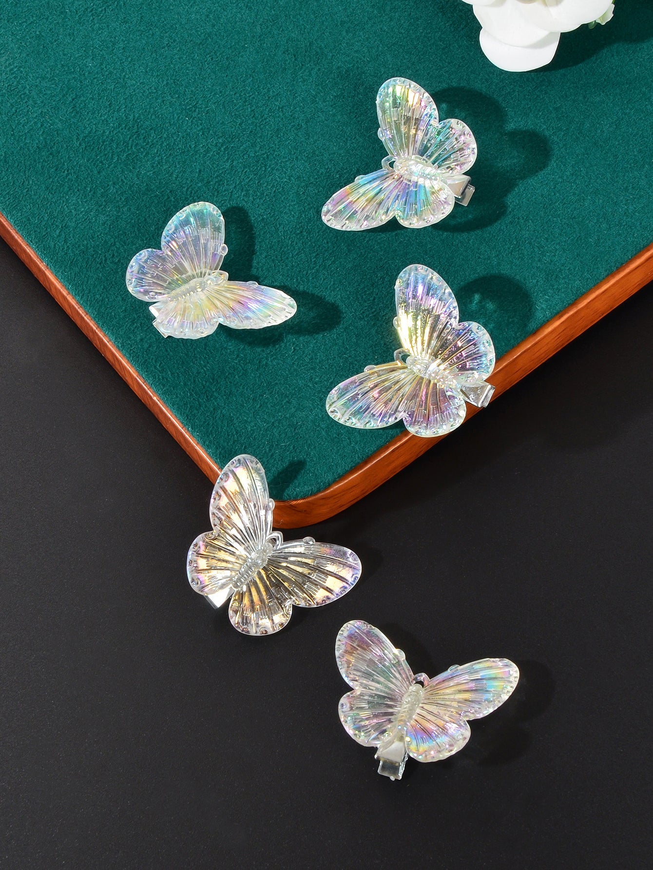 5 pcs Sweet Transparent Butterfly Hairpin Hair Clips Set Hair Accessory Headwear-2