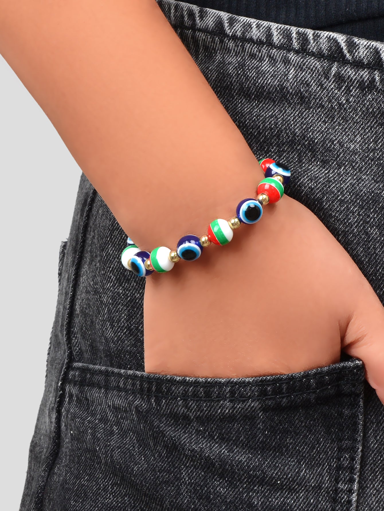 Festival Accessories Colourful Beaded Evil Eye Elastic String Bracelet Xmas Gift-1