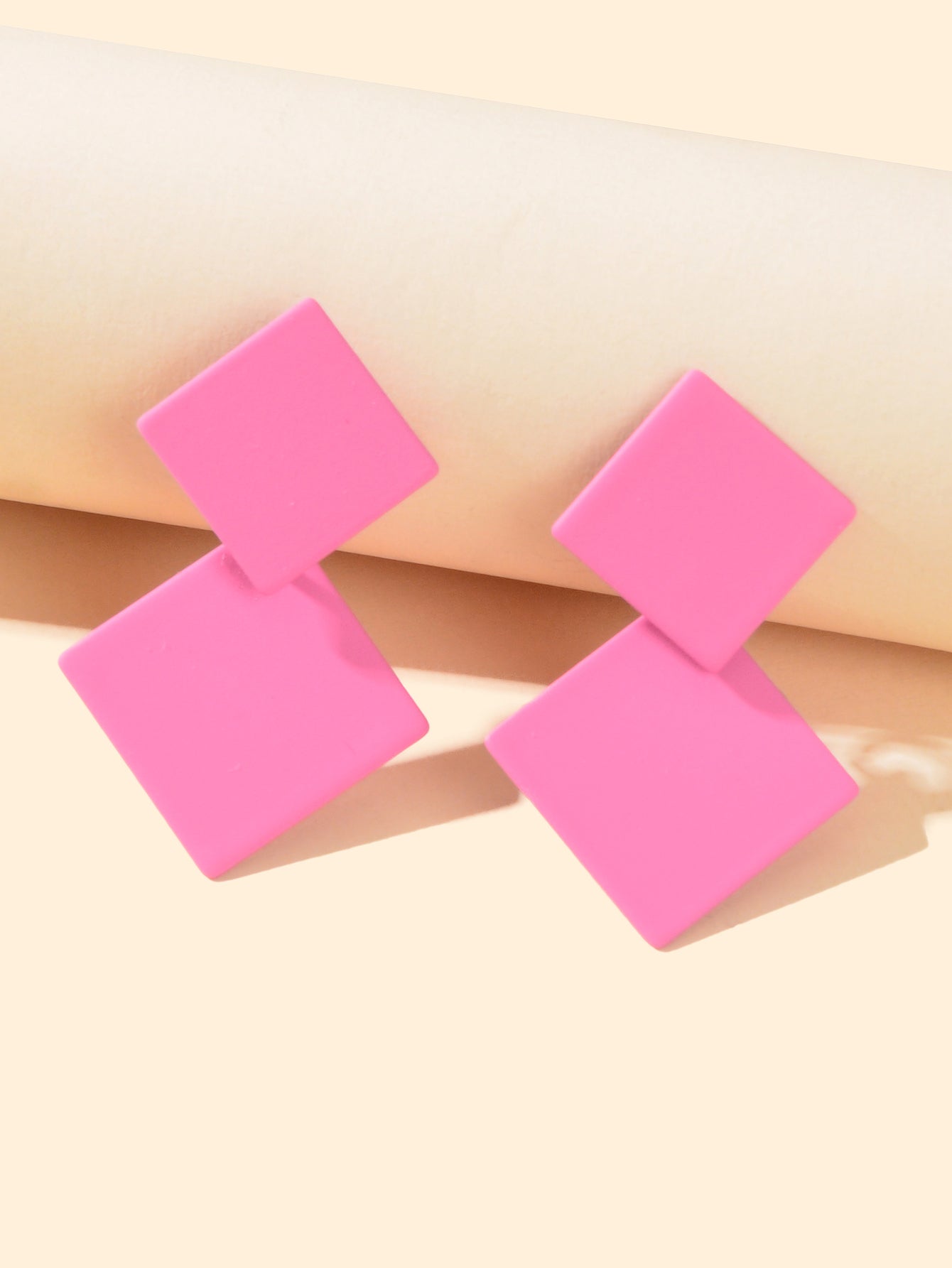 Chic Colourful Enamel Square Simple Geometric Stud Earrings Statement Jewellery-8