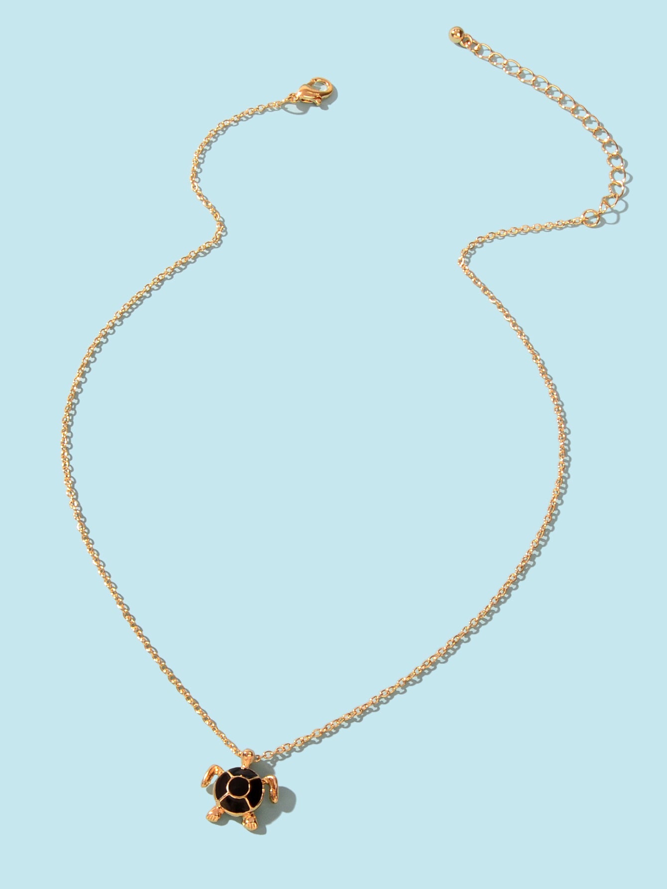 Ocean Animals Jewellery Gold Chain Black Tortoise Pendant Necklace Girls Gifts-1