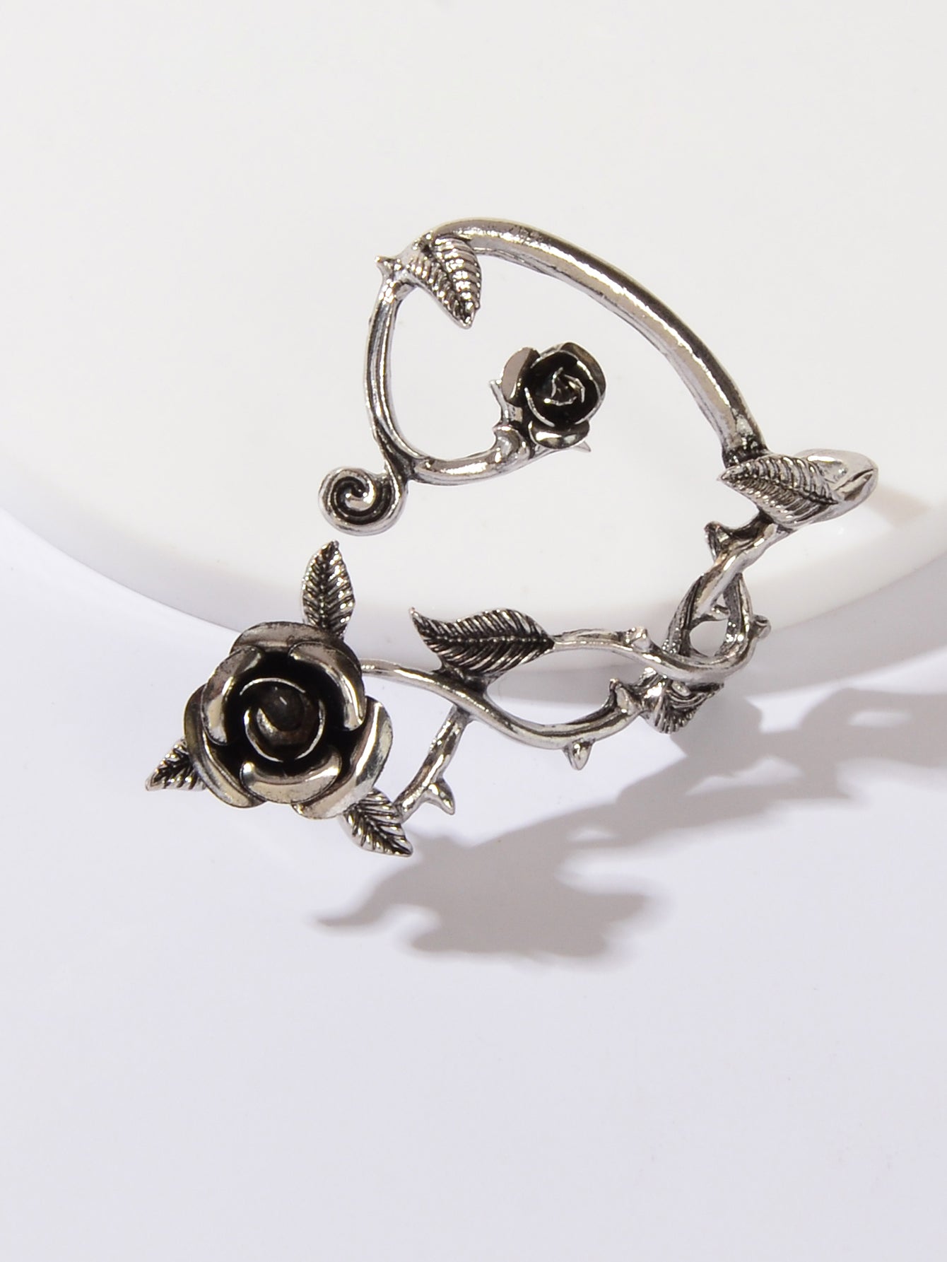 1 pc Retro Rose Flower Climbers Crawler Jacket Ear Cuff Wrap Clip Stud Earring-4
