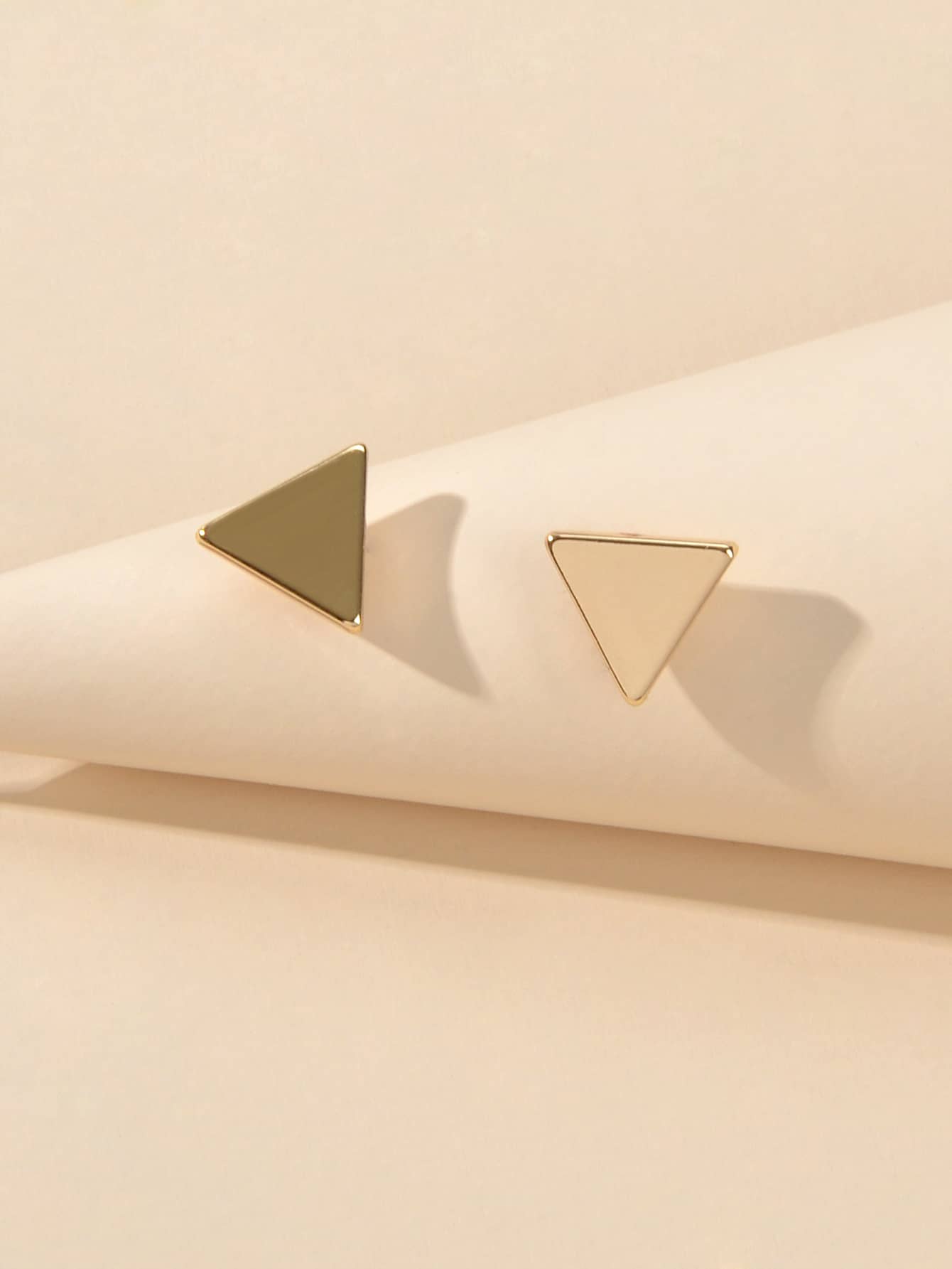 White Floral Stud Earrings Gold Triangle Earrings Set Elegant Jewelry Collection-2