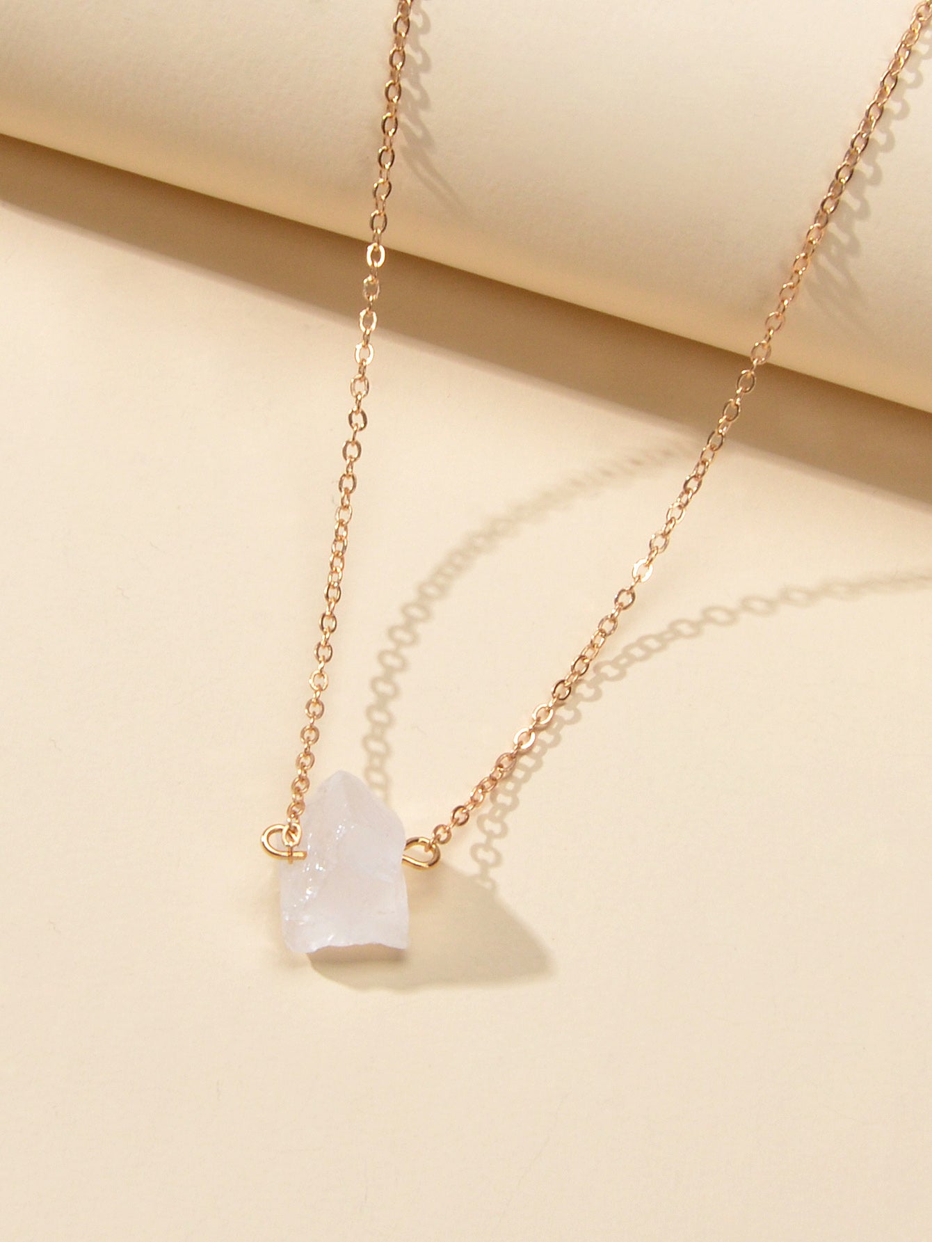 Boho Chic Jewelry Gold Chain Irregular Stone Pendant Necklace Women Accessories-4