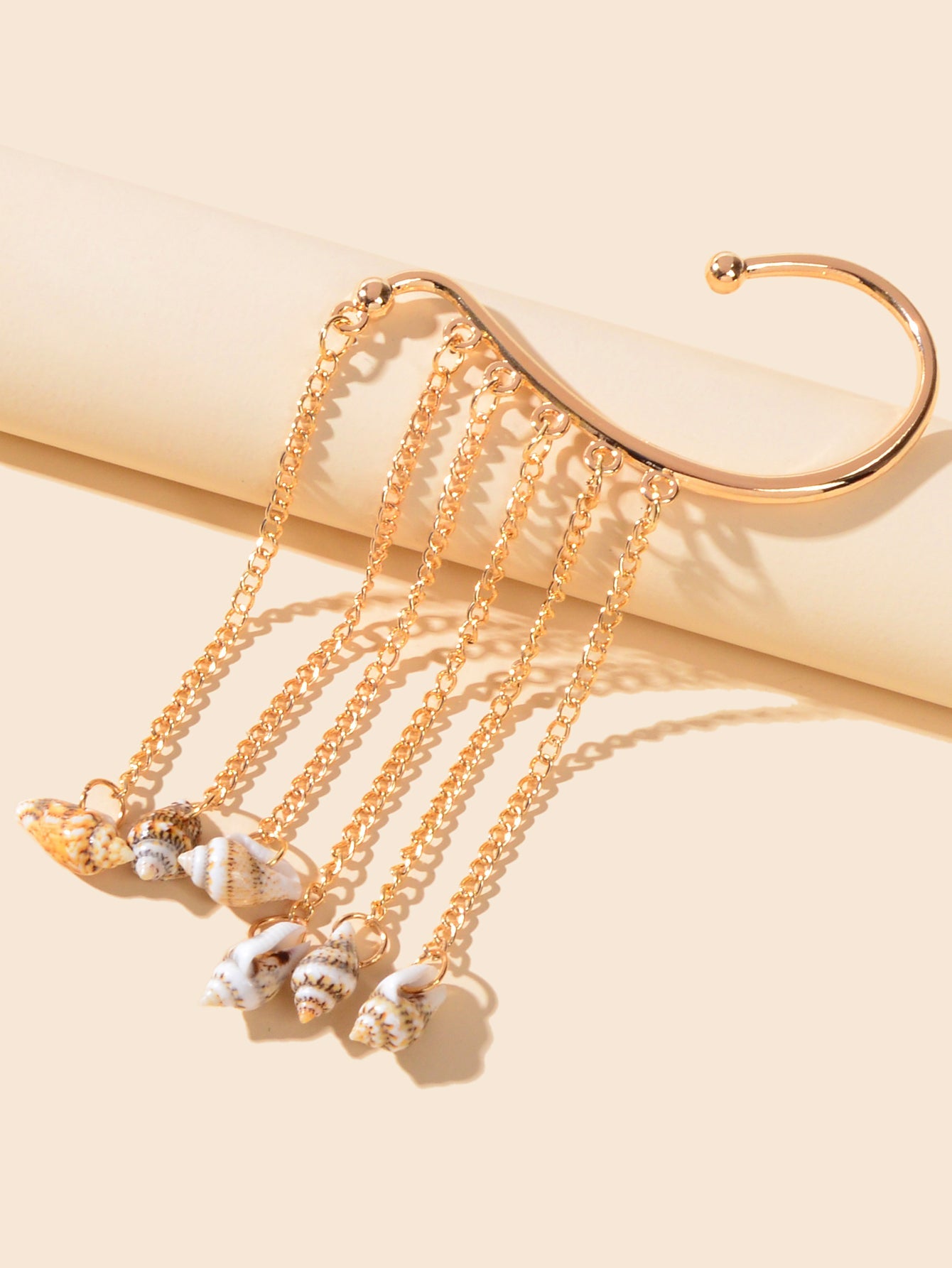 1 pc Boho Chic Long Chain Tassel Conch Ear Cuff Cartilage Wrap Around Earring-4