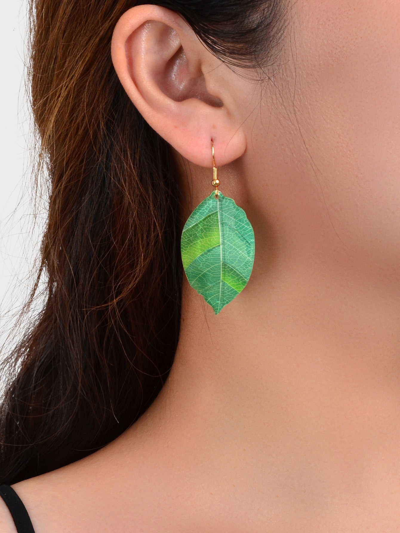 Acrylic Drop Dangle Green Leaf Lightweight Resin Earrings Women Costume Jewelry-1