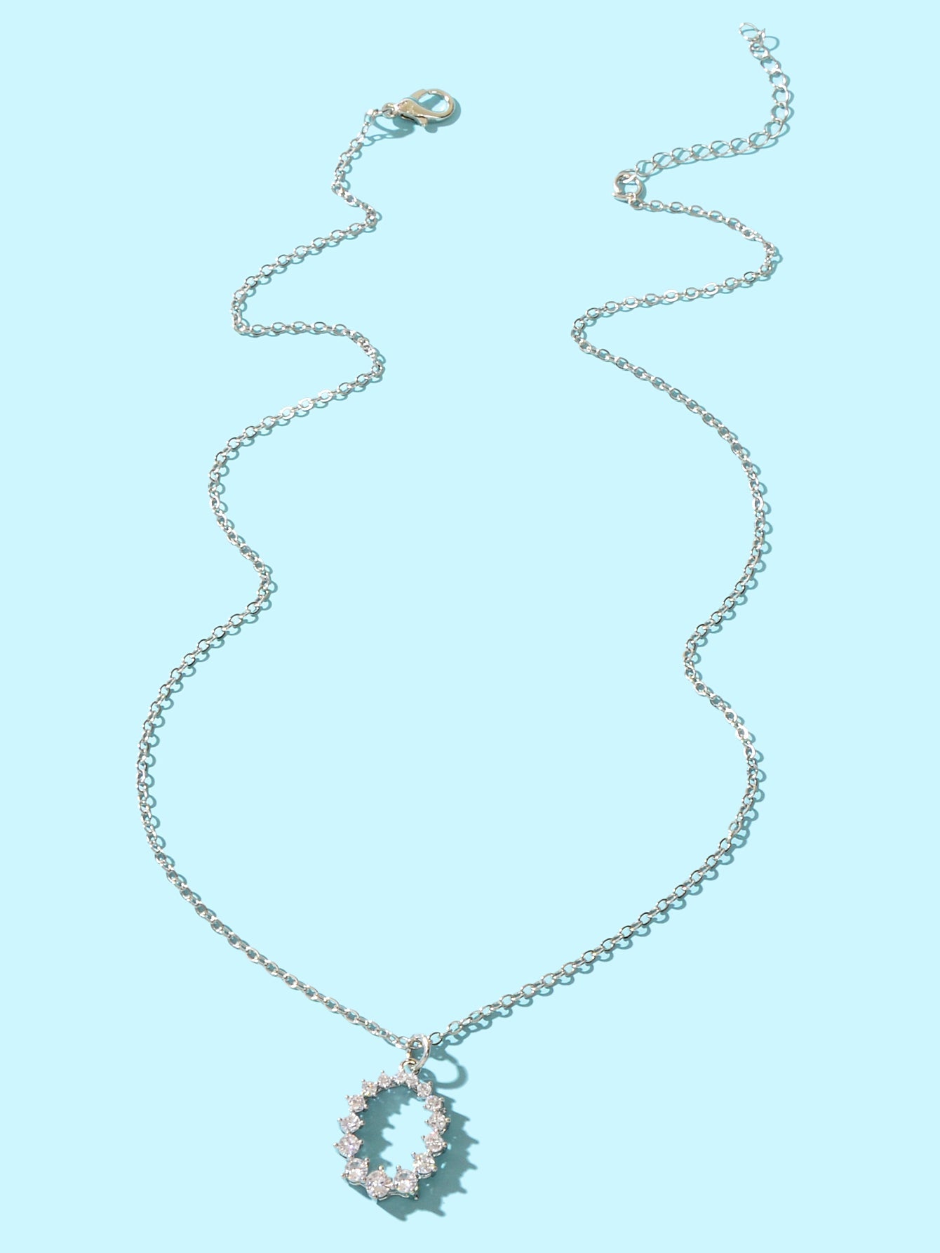 Graceful Cubic Zircon Decor Silver Chain Pendant Necklace Engagement Jewellery-1