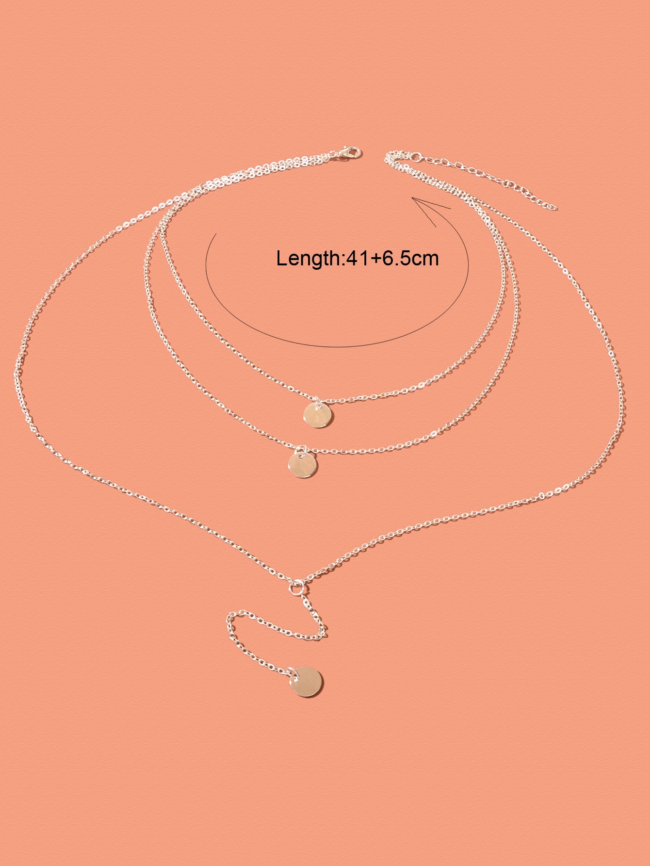 Boho Chic Multi-layer Gold Silver Chain Disc Pendant Long Lariat Y Drop Necklace-4