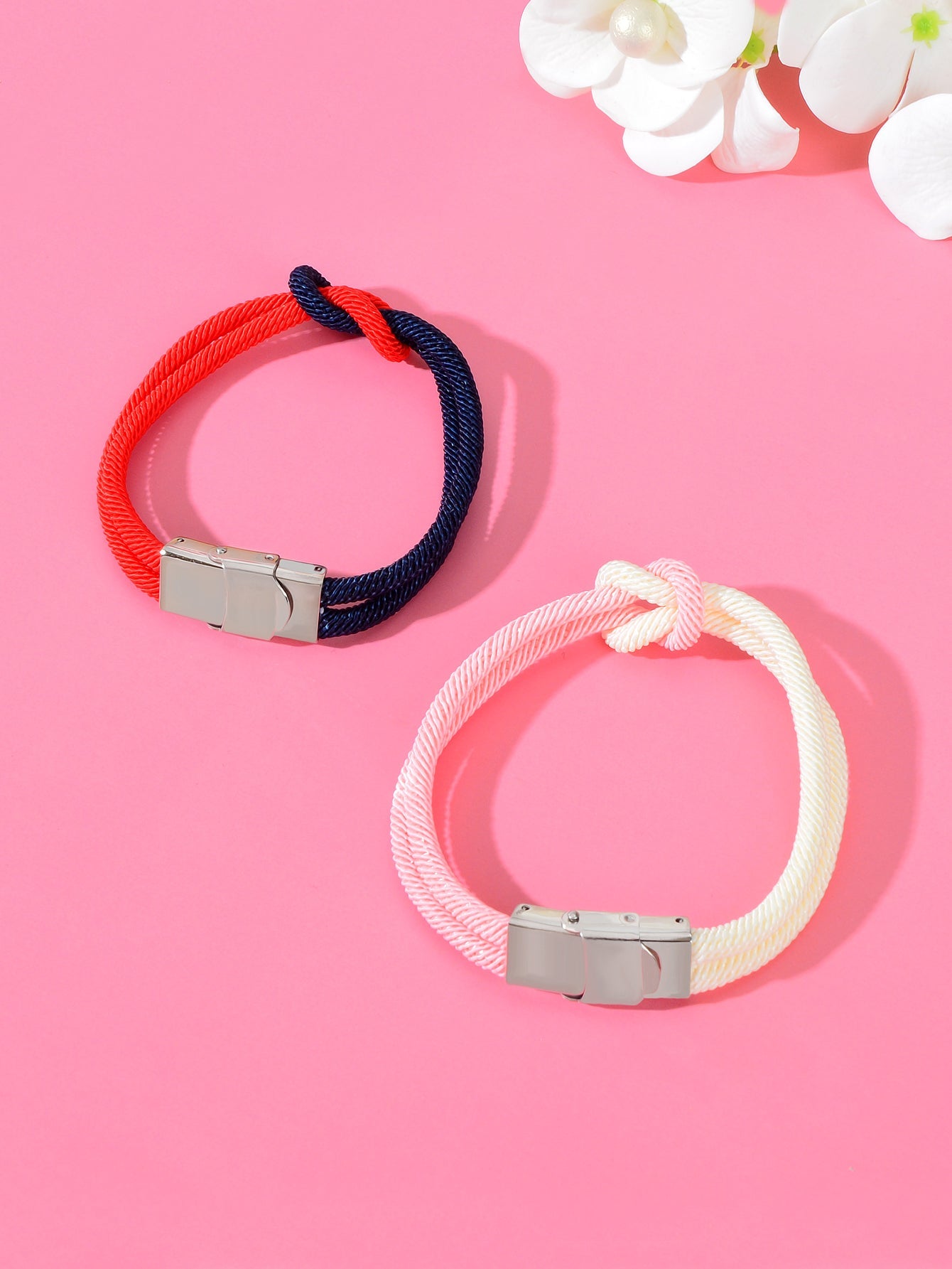 2pcs Valentine's Handmade Knotted Rope Bracelet Matching Couple Best Friend Gift-2