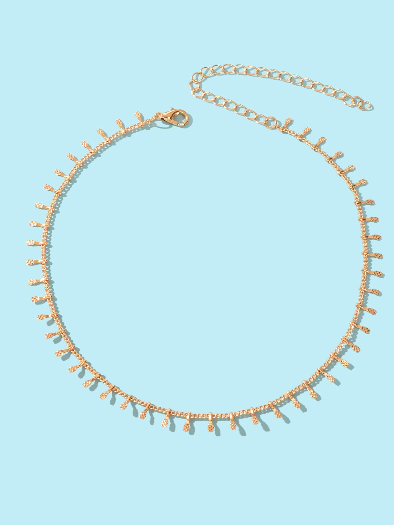 Women Party Decoration Gold Link Chain Clavicle Choker Necklace Short Collar-1
