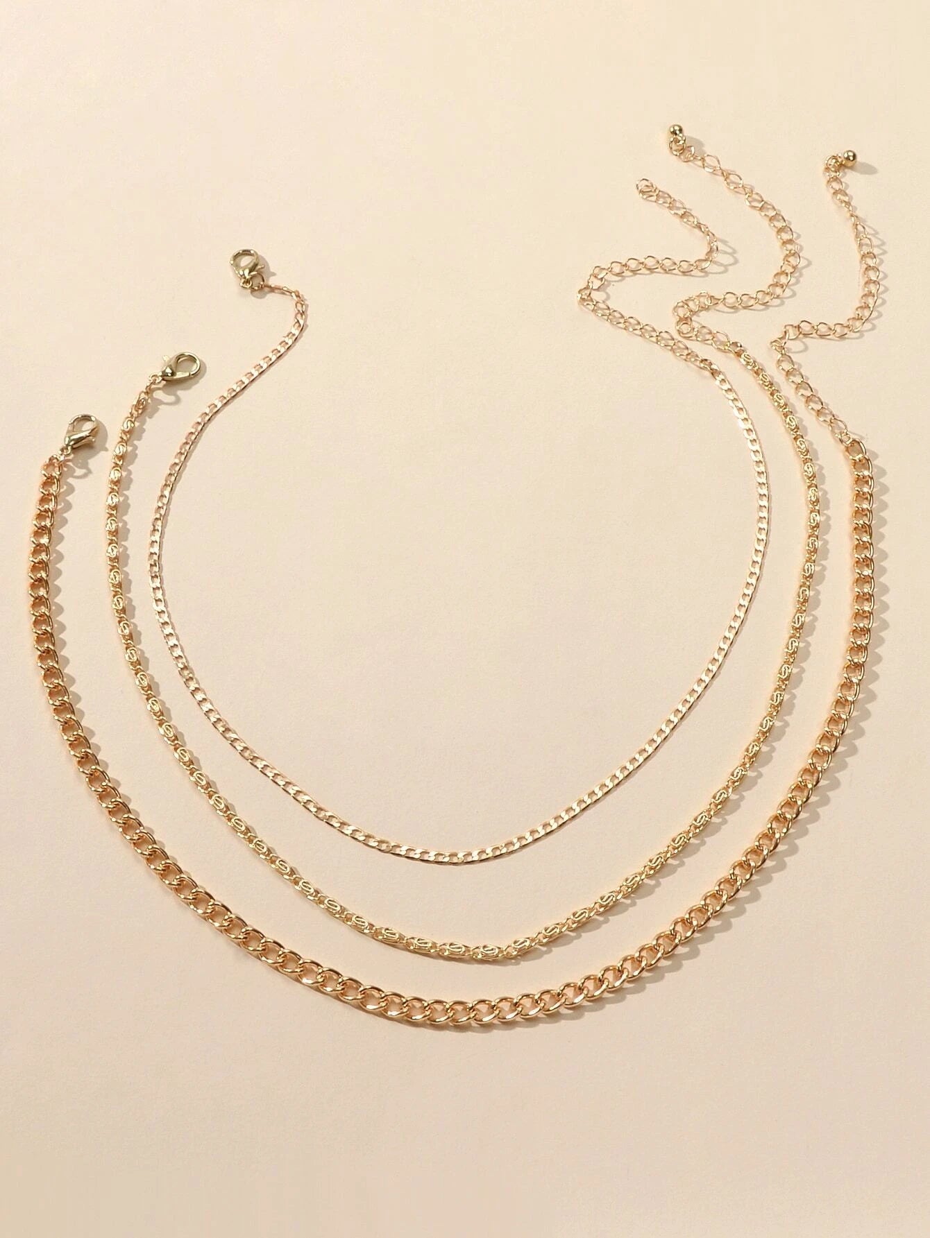 3 pcs Gold Silver Chain Boho Chic Minimalist Necklace Women Accessories Jewelry-2
