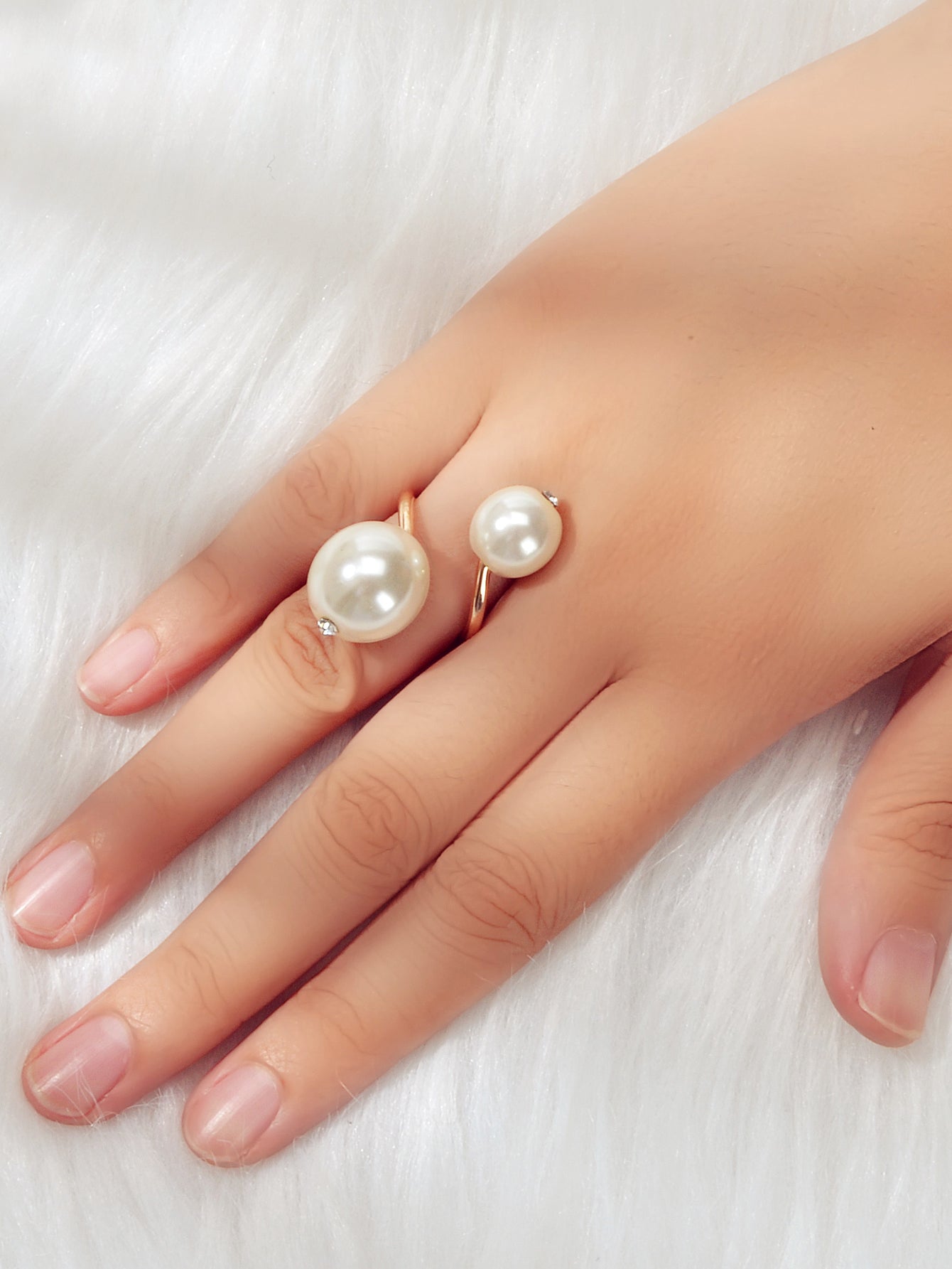 Engagement Jewellery Gift Simulated Pearl Women Wedding Promise Gold Finger Ring-1