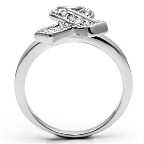 3W263 - Rhodium Brass Ring with AAA Grade CZ in Clear-2
