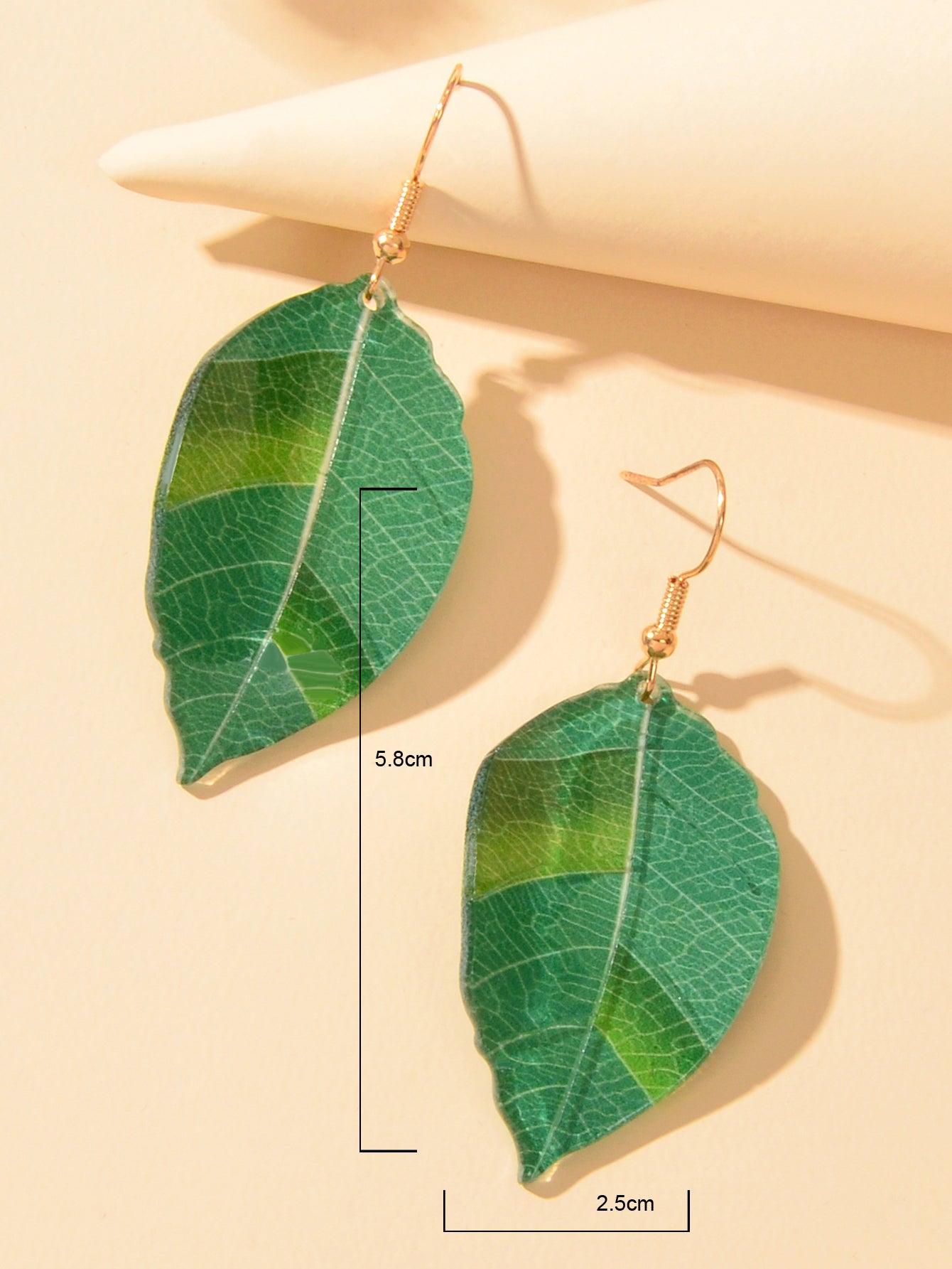 Acrylic Drop Dangle Green Leaf Lightweight Resin Earrings Women Costume Jewelry-2